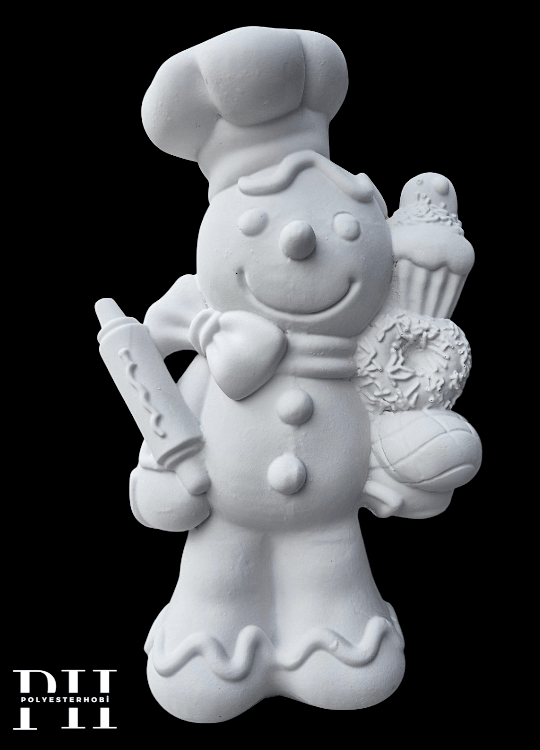 OB 2709 - Dev Aşçı Kurabiye Adam Heykel Ham Polyester Obje (50 x 30 cm)