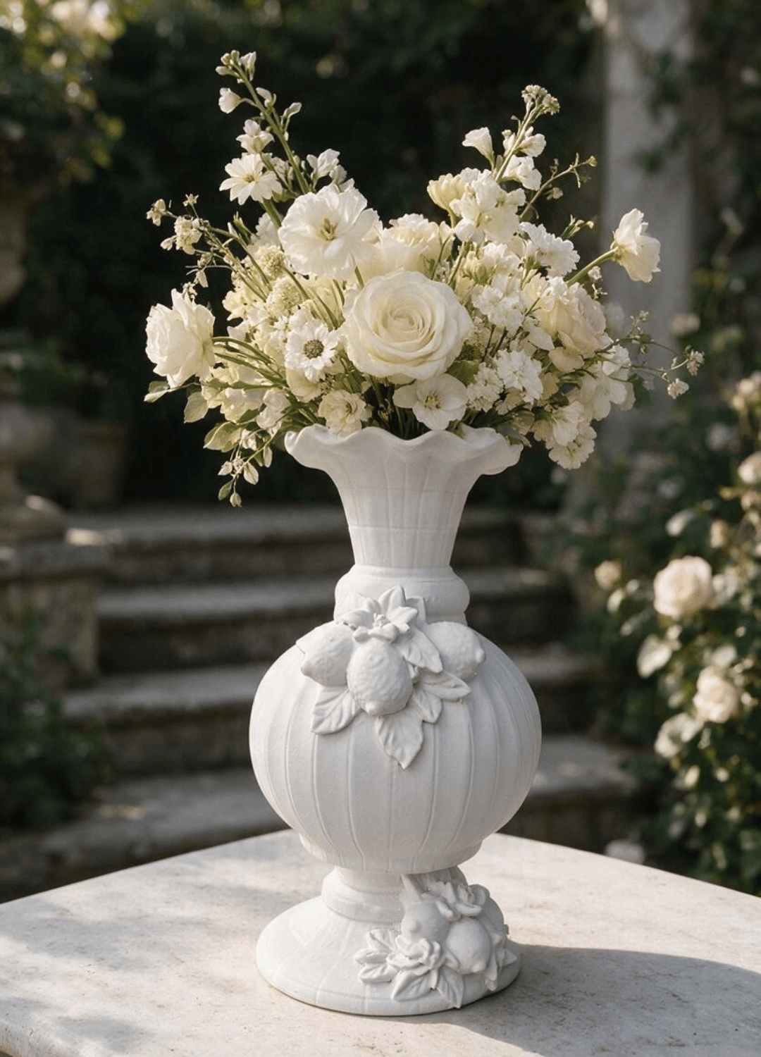 OB 2720 - Limon Detaylı Vazo Ham Polyester Obje (40 x 30 cm)