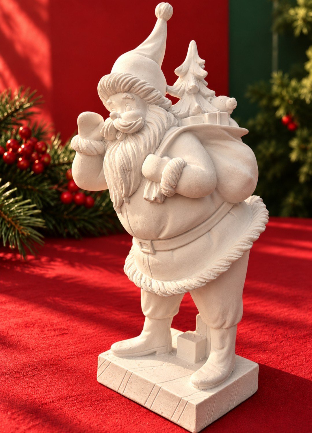 OB 2728 - Noel Baba Hediye Çuvallı Biblo Heykel Ham Polyester Yılbaşı Obje