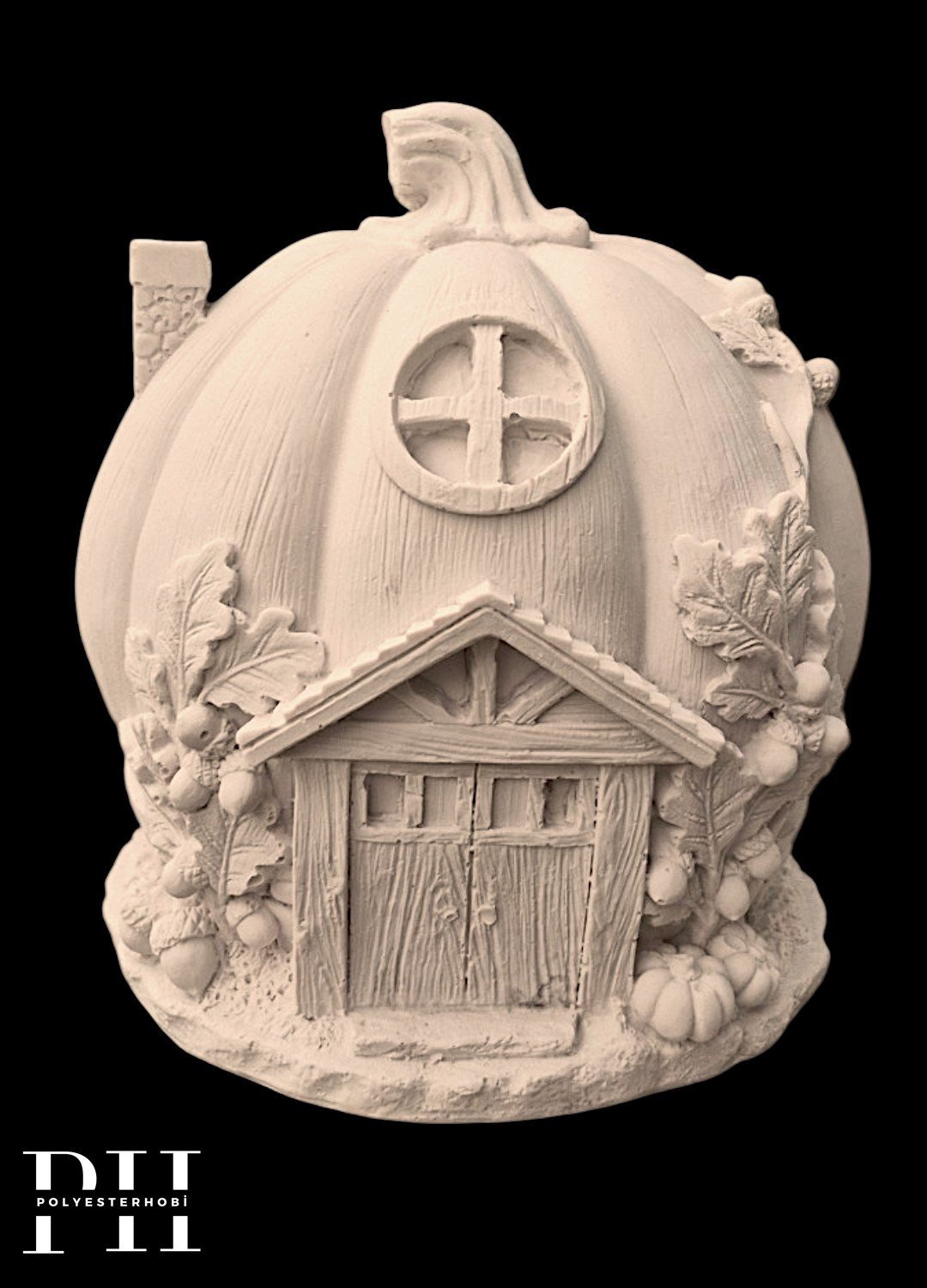 OB 2745 - Balkabağı Ev Biblo Heykel Ham Polyester Dekoratif Obje