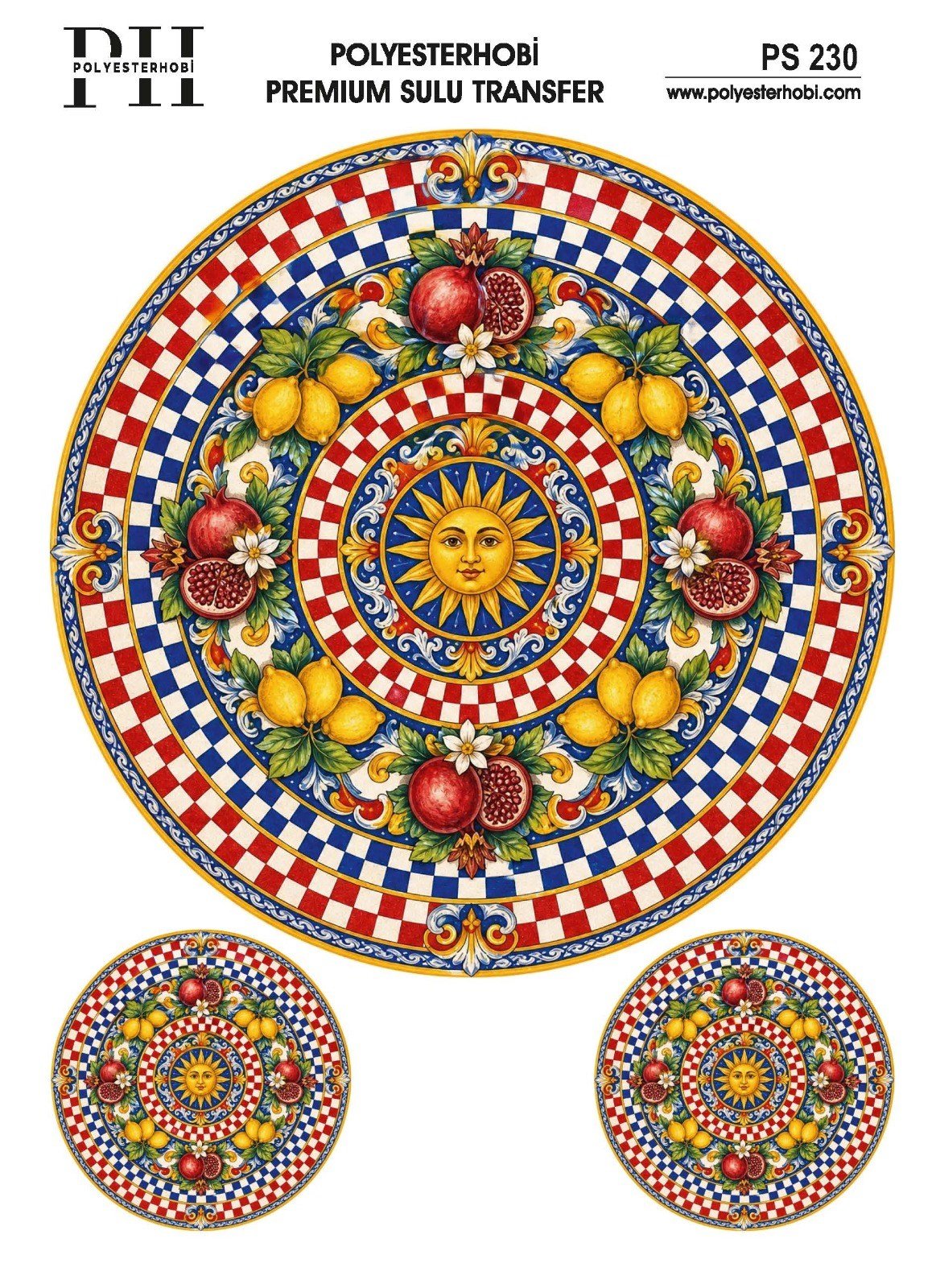 Polyesterhobi Premium Sulu Transfer 25X35 CM  İTALYAN ESİNTİSİ VE LİMON DESENLİ PS 230