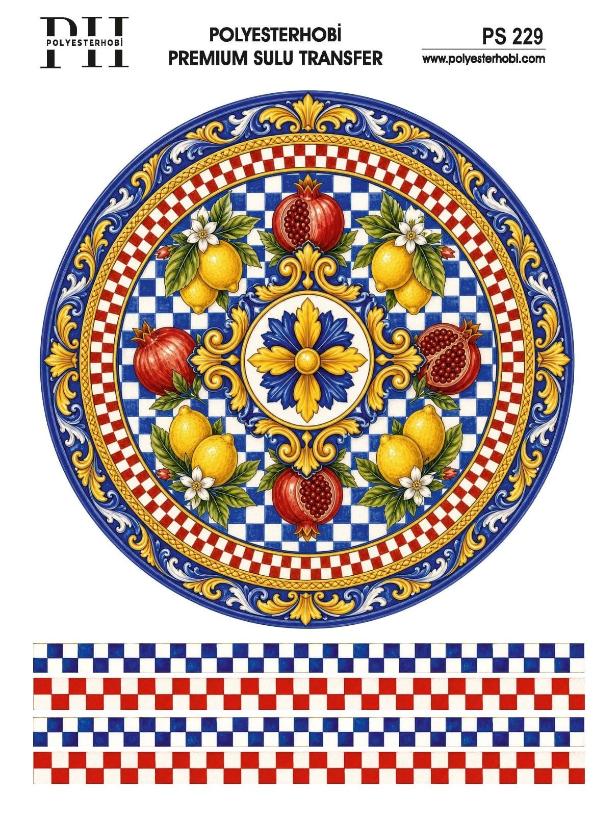 Polyesterhobi Premium Sulu Transfer 25X35 CM  İTALYAN ESİNTİSİ VE LİMON DESENLİ PS 229