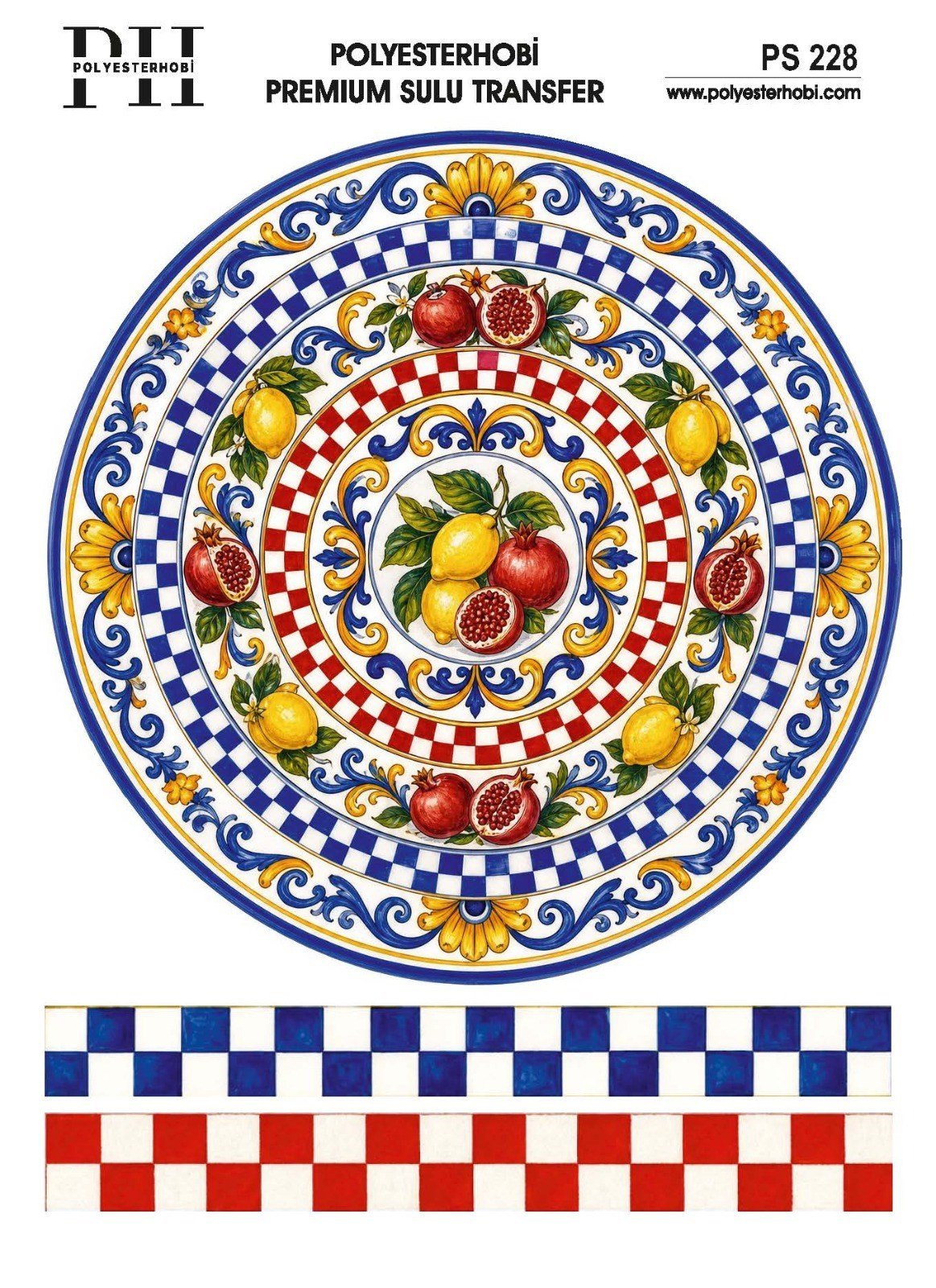 Polyesterhobi Premium Sulu Transfer 25X35 CM  İTALYAN ESİNTİSİ VE LİMON DESENLİ PS 228
