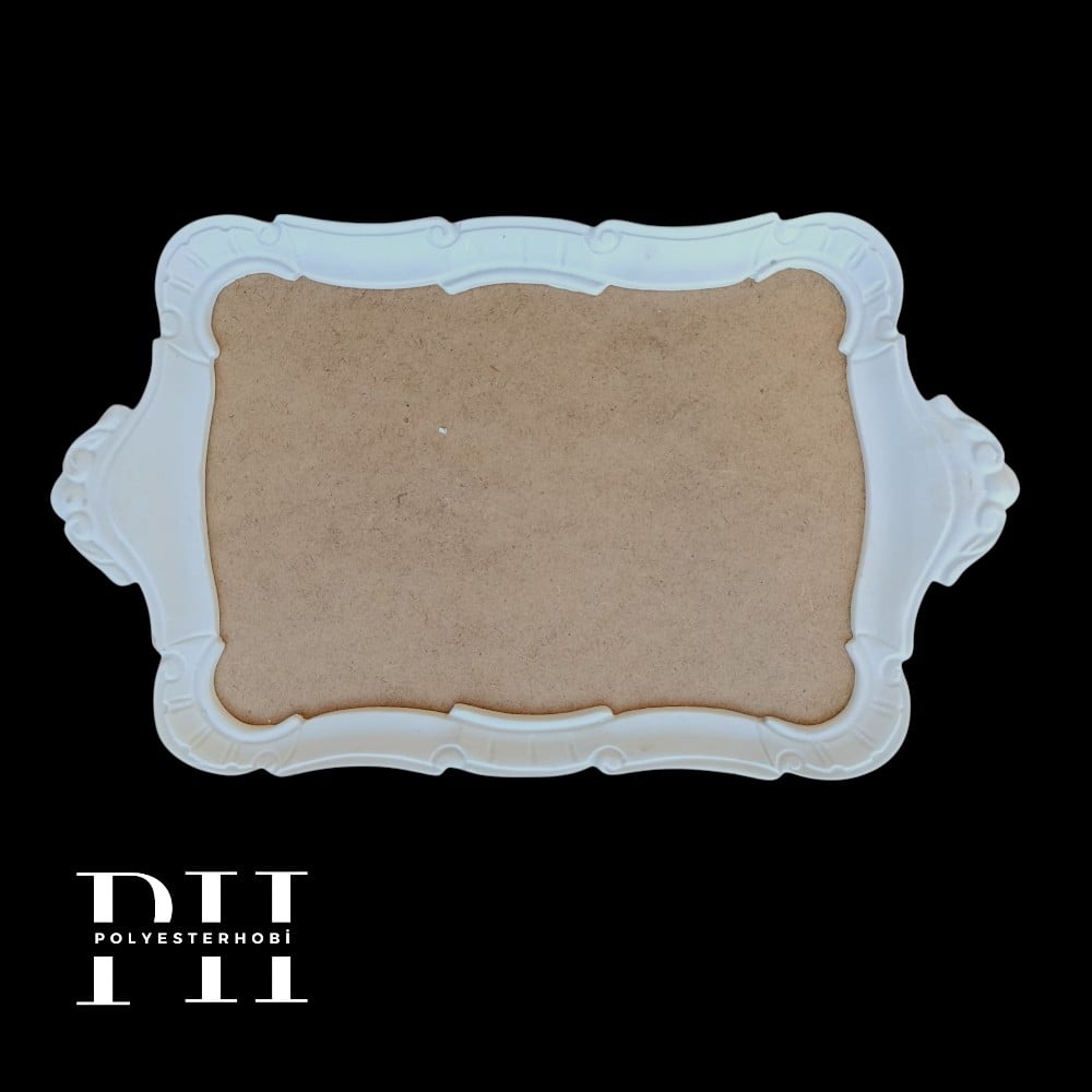 Te 148 - Dikdörtgen Zamansız Tepsi Ham Ahşap Ve Polyester Obje 32 x 19 cm