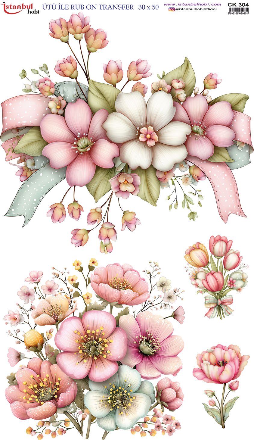 Ütü İle Baskı Transfer Kumaş Ve Ahşap Rubon 30 x 50 cm CK 304