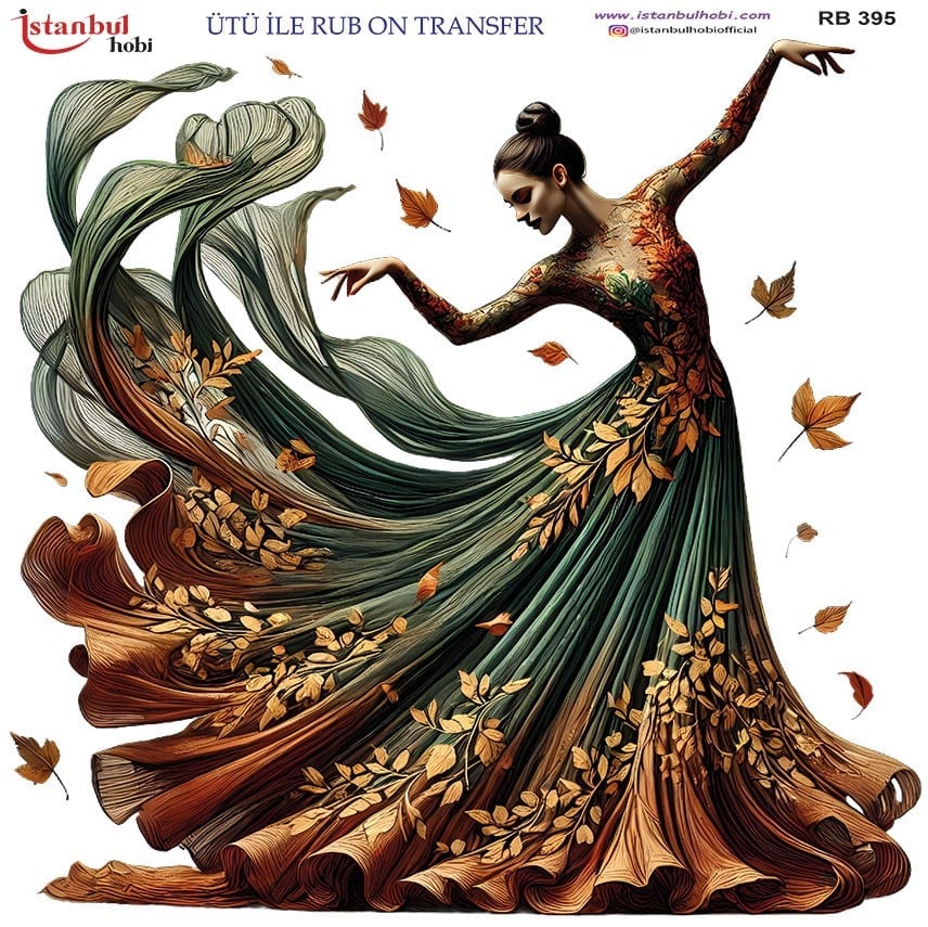 Ütü İle Baskı Transfer Kumaş Ve Ahşap Rubon 30 x 30 cm Dansçı Kadın RB 395