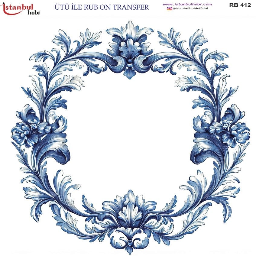 Ütü İle Baskı Transfer Kumaş Ve Ahşap Rubon 30 x 30 cm Çiçek Desenli RB 412