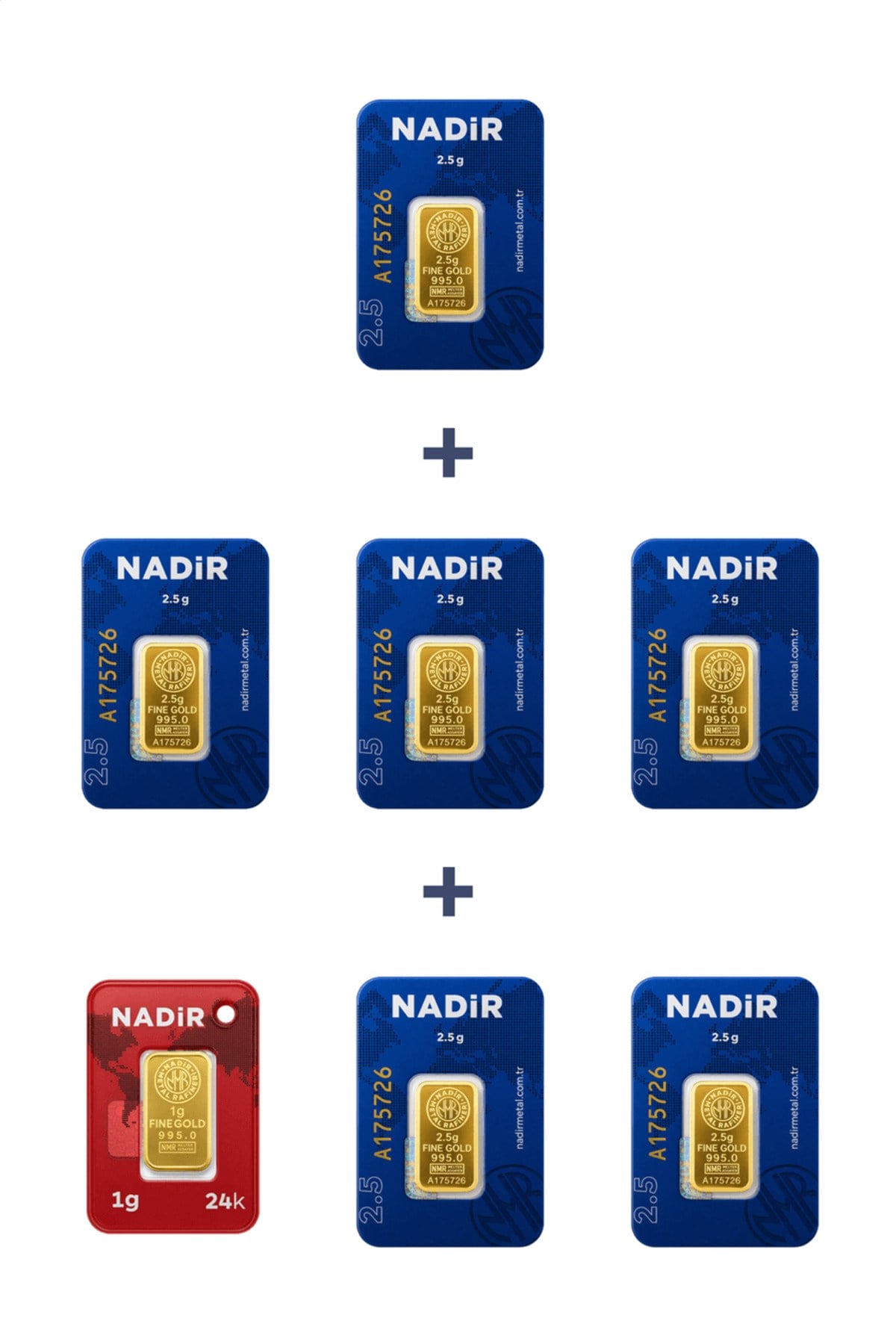 24 Ayar 16 Gram Külçe Altın (6 Adet 2,5 Gram Külçe Altın + 1 Adet 1 Gram Külçe Altın )
