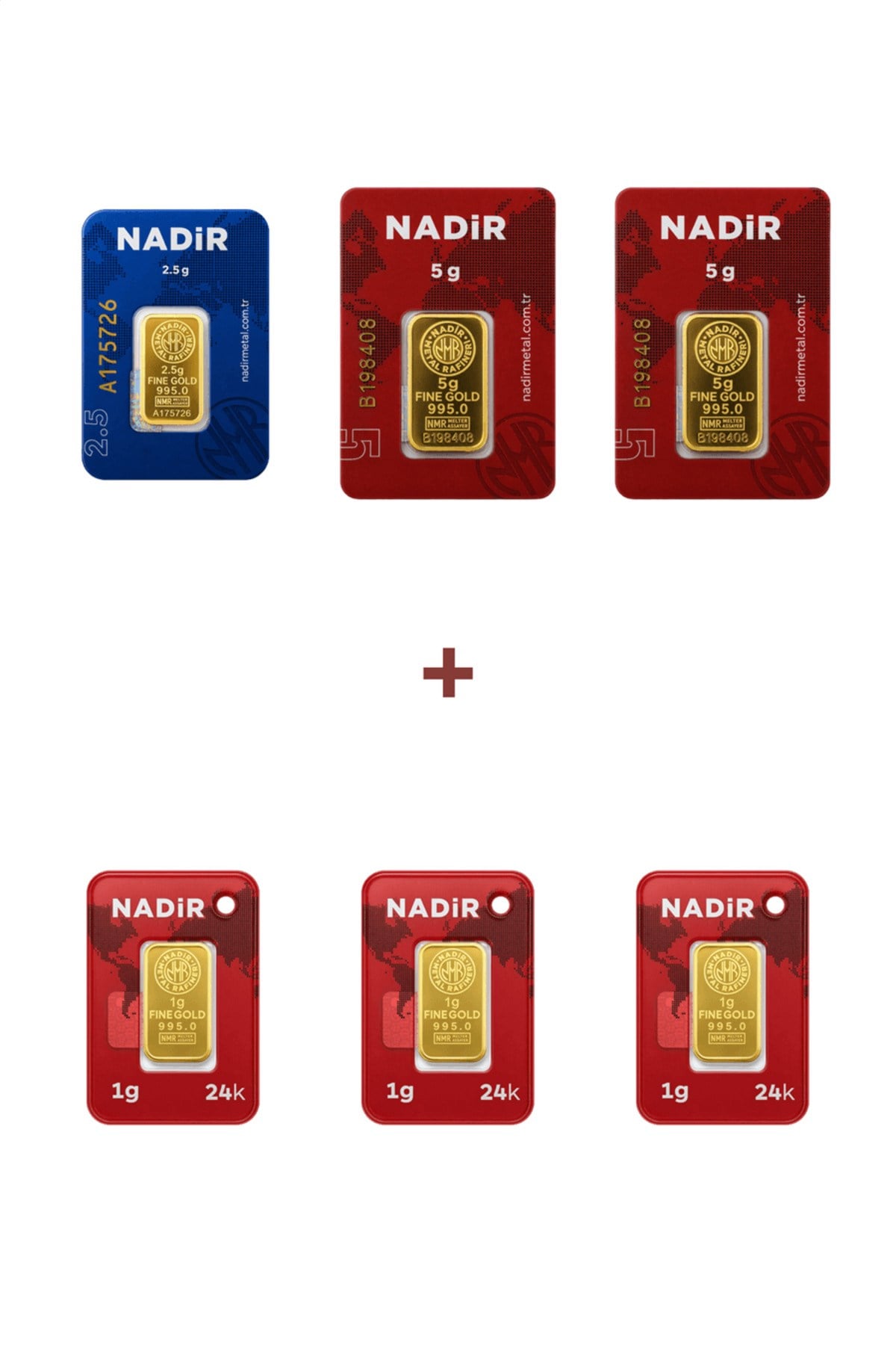 24 Ayar 15,5 Gram Külçe Altın (2 Adet 5 Gram Külçe Altın + 1 Adet 2,5 Gram Külçe Altın +