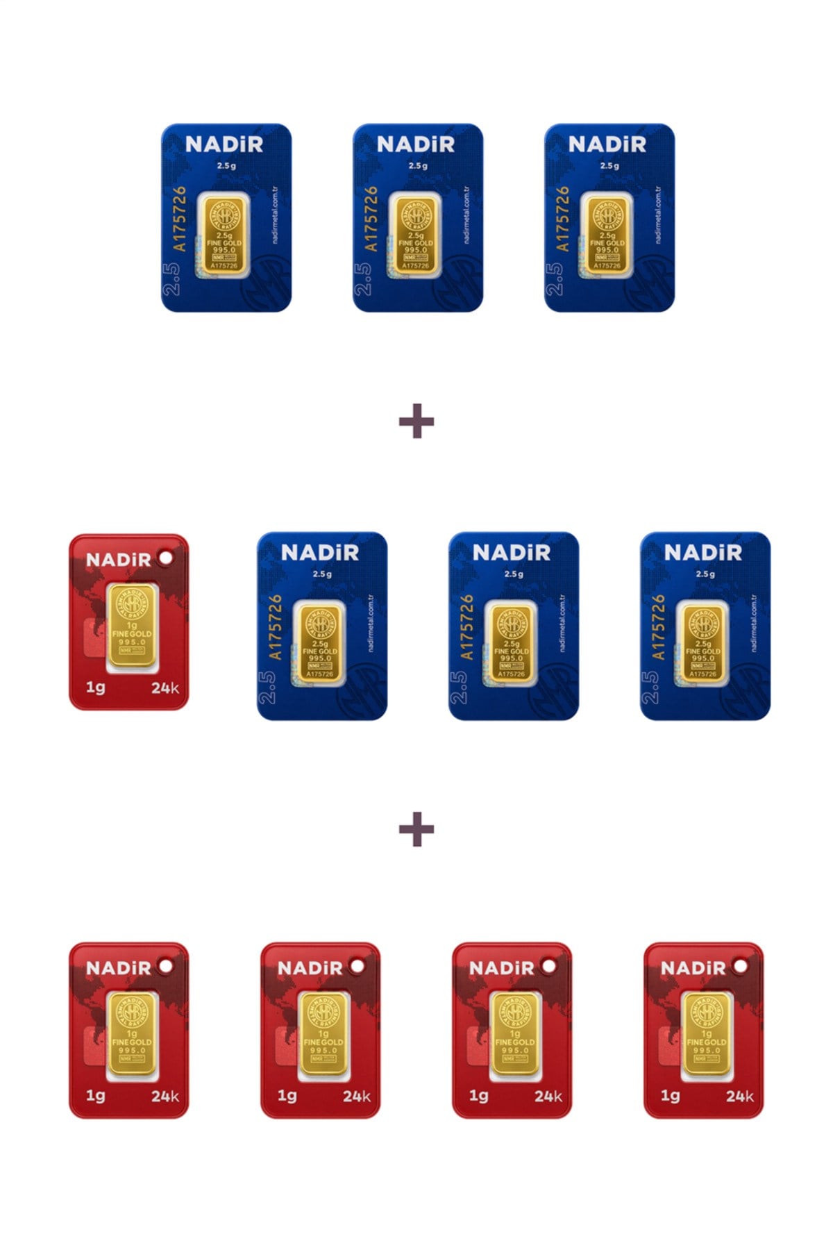 24 Ayar 20 Gram Külçe Altın (6 Adet 2,5 Gram Külçe Altın + 5 Adet 1 Gram Külçe Altın )