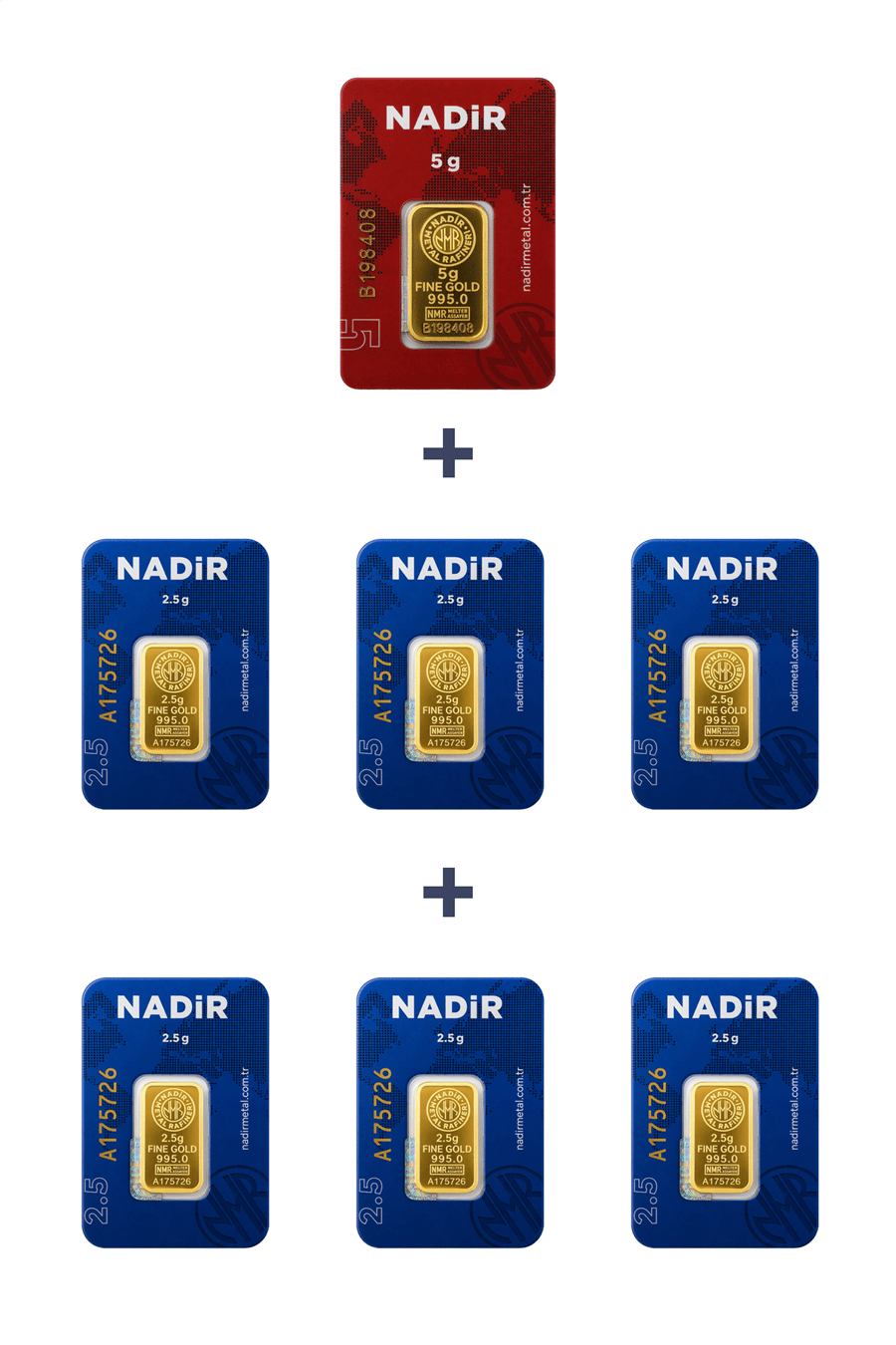 Nadir Gold 24 Ayar 20 Gram Külçe Altın (1 Adet 5 Gram Külçe Altın + 6 Adet 2,5 Gram Külçe Altın )