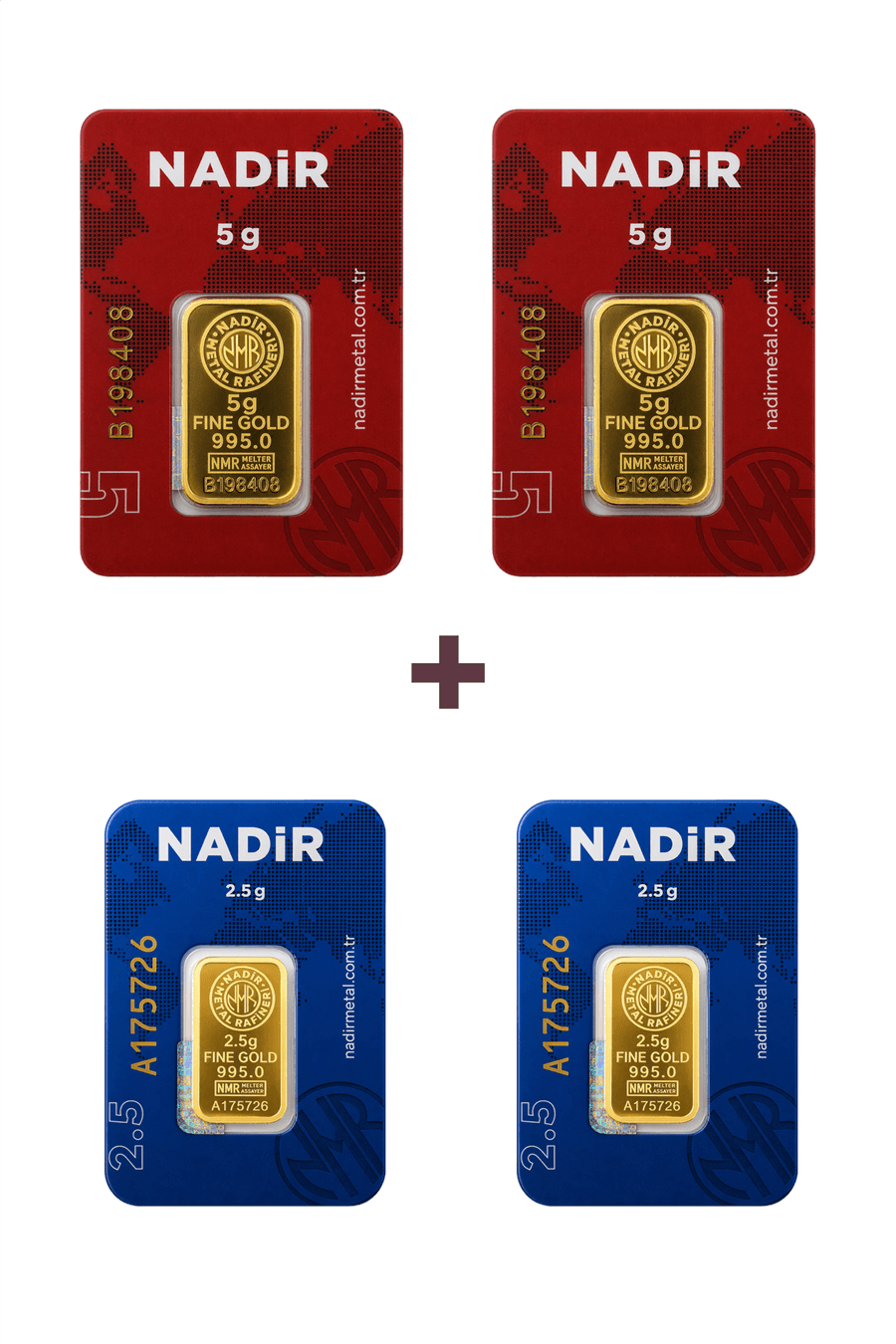 Nadir Gold 24 Ayar 15 Gram Külçe Altın (2 Adet 5 Gram Külçe Altın + 2 Adet 2,5 Gram Külçe Altın )