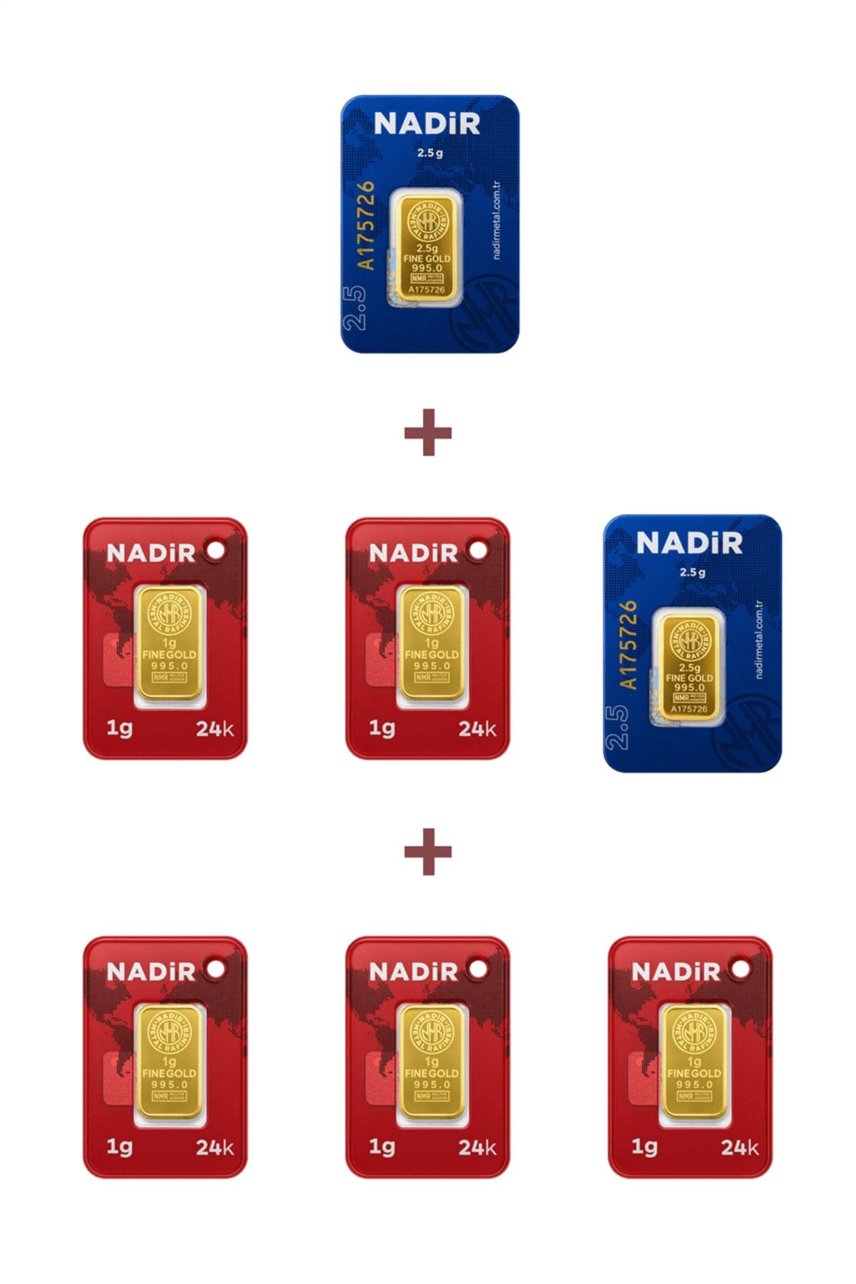 24 Ayar 10 Gram Külçe Altın (2 Adet 2,5 Gram Külçe Altın + 5 Adet 1 Gram Külçe Altın )