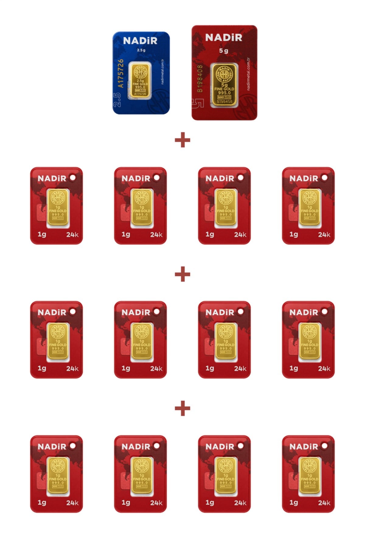 24 Ayar 19,5 Gram Altın (1 Ad 5 Gram Altın + 1 Ad 2,5 Gram Altın + 12 Ad 1 Gram Altın )