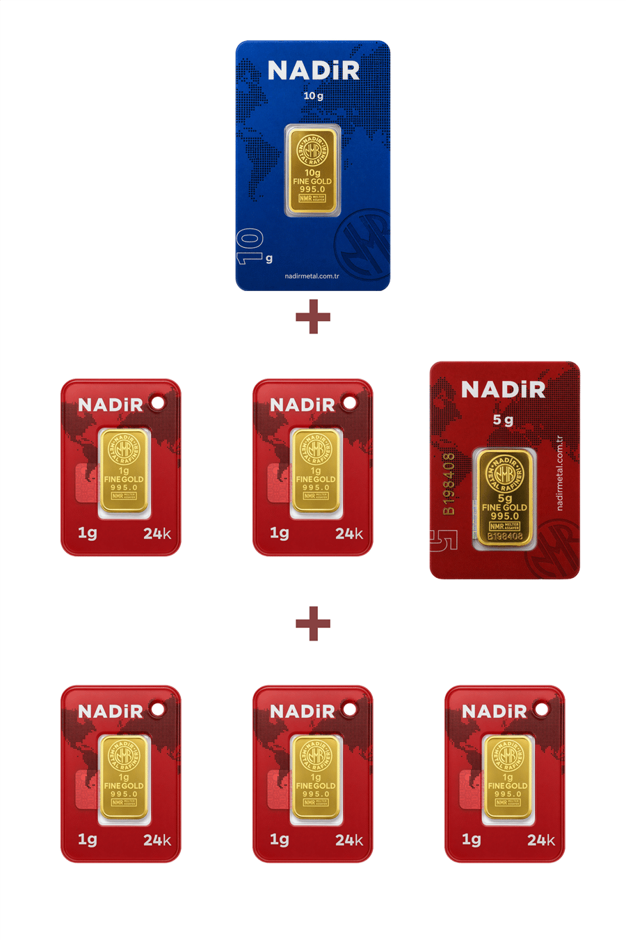 Nadir Gold 24 Ayar 20 Gram Altın (1 Ad 10 Gram Altın + 1 Ad 5 Gram Altın + 5 Ad 1 Gram Altın )