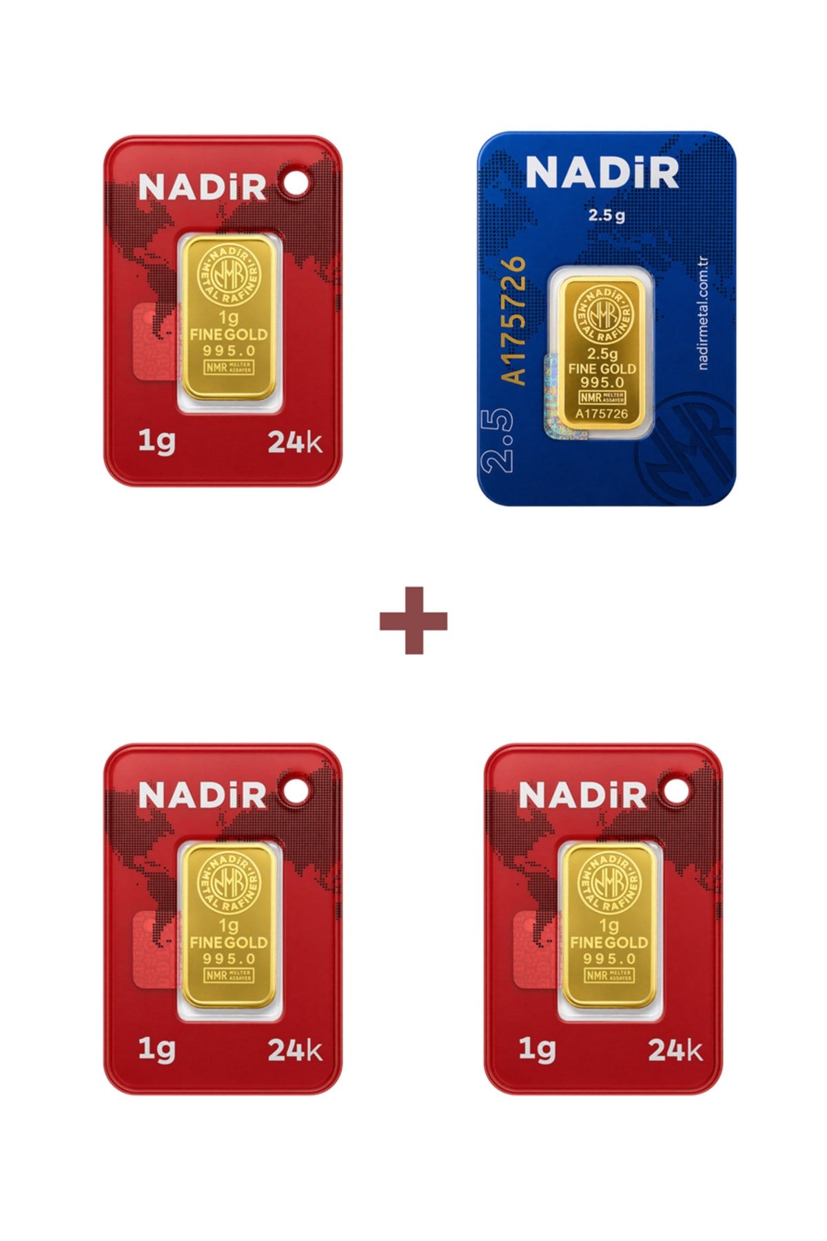 24 Ayar 5,5 Gram Külçe Altın (1 Adet 2,5 Gram Külçe Altın + 3 Adet 1 Gram Külçe Altın )