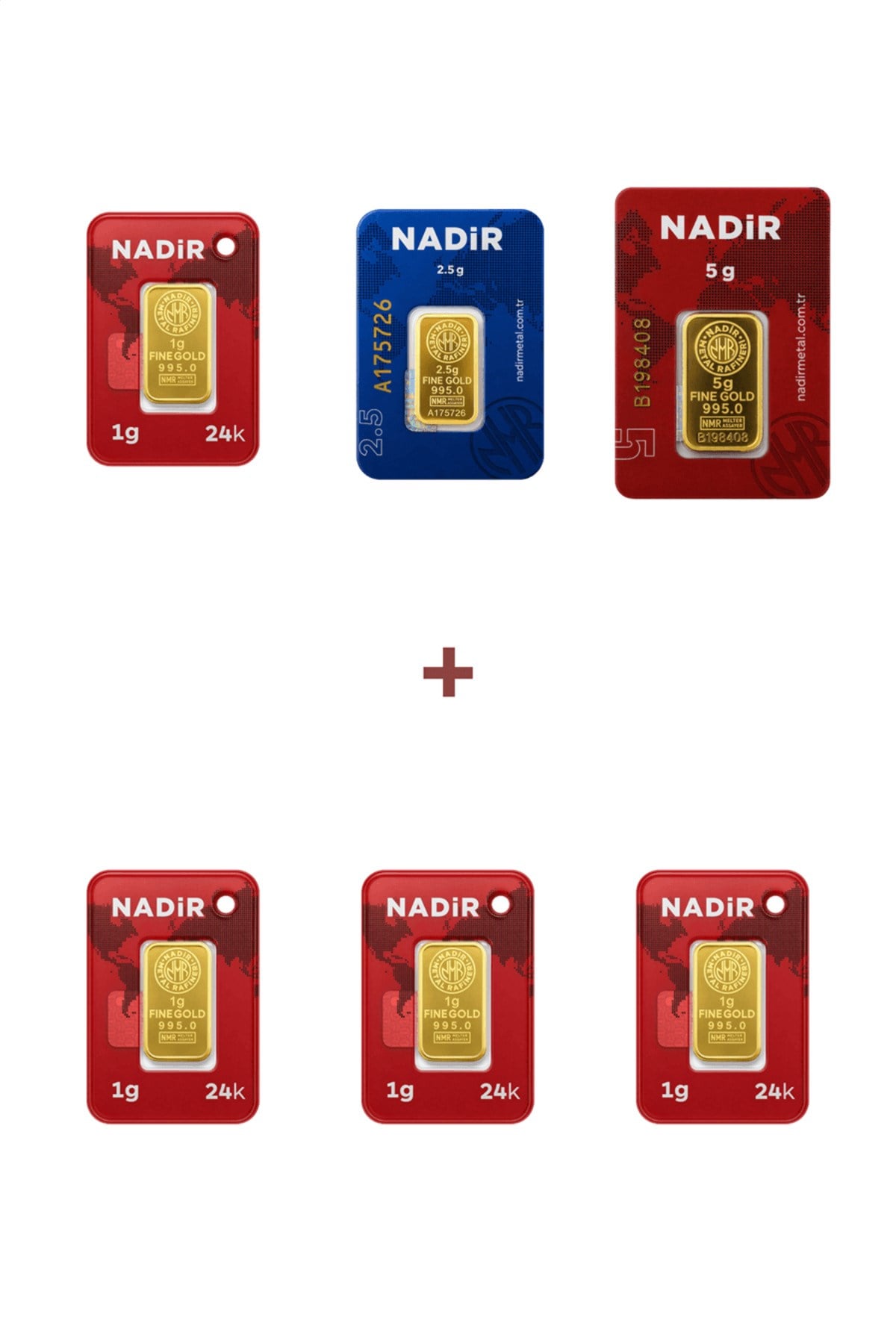 24 Ayar 11,5 Gram Külçe Altın (1 Adet 5 Gram Külçe Altın + 1 Adet 2,5 Gram Külçe Altın +