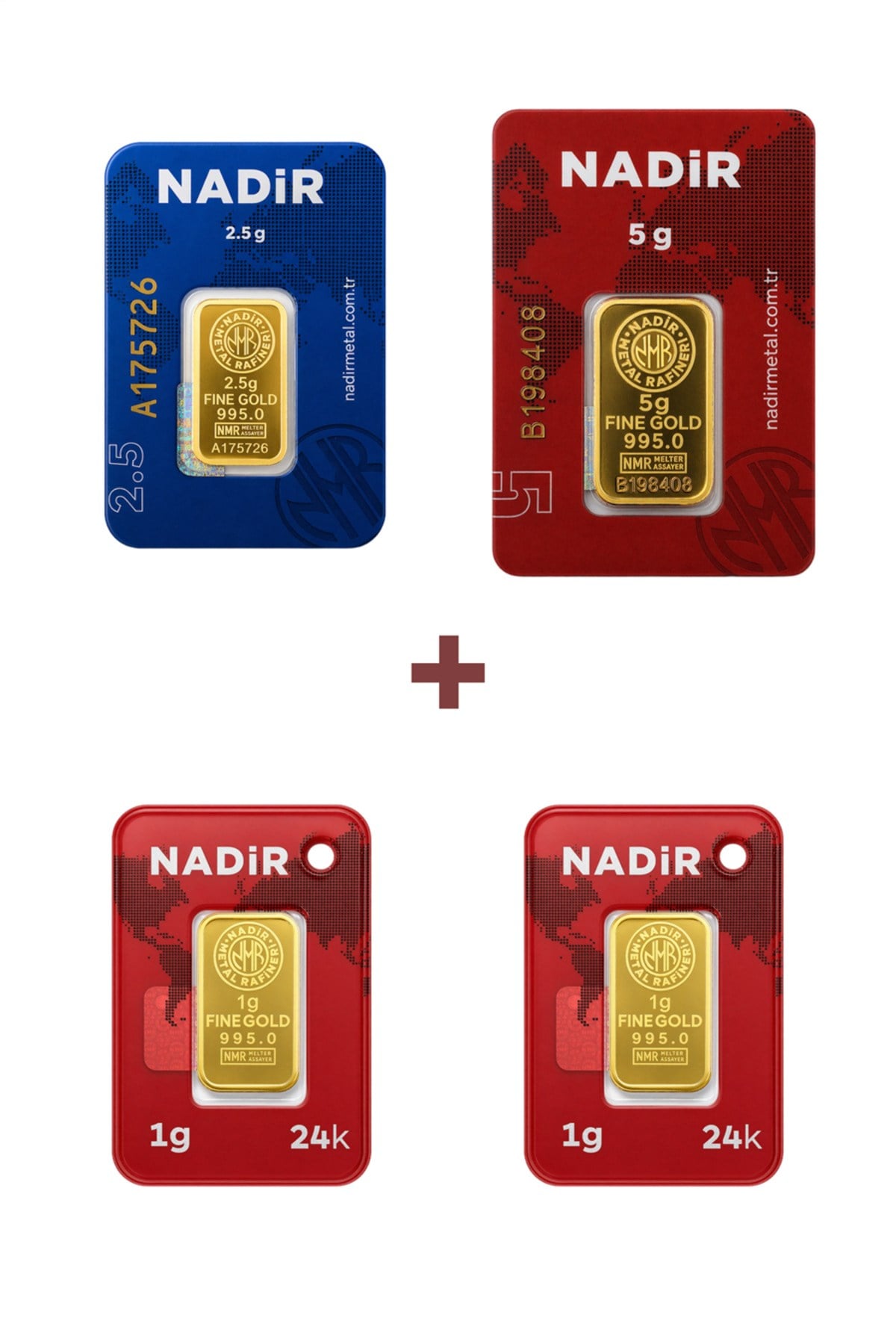 24 Ayar 9,5 Gram Külçe Altın (1 Adet 5 Gram Külçe Altın + 1 Adet 2,5 Gram Külçe Altın + 2