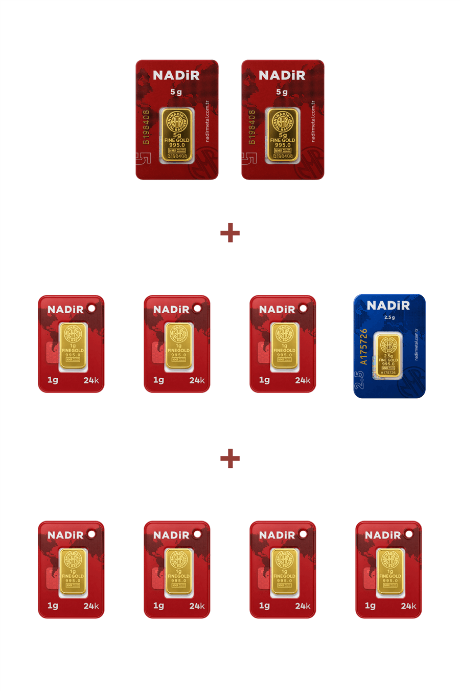 Nadir Gold 24 Ayar 19,5 Gram Altın (2 Ad 5 Gram Altın + 1 Ad 2,5 Gram Altın + 7 Ad 1 Gram Altın )
