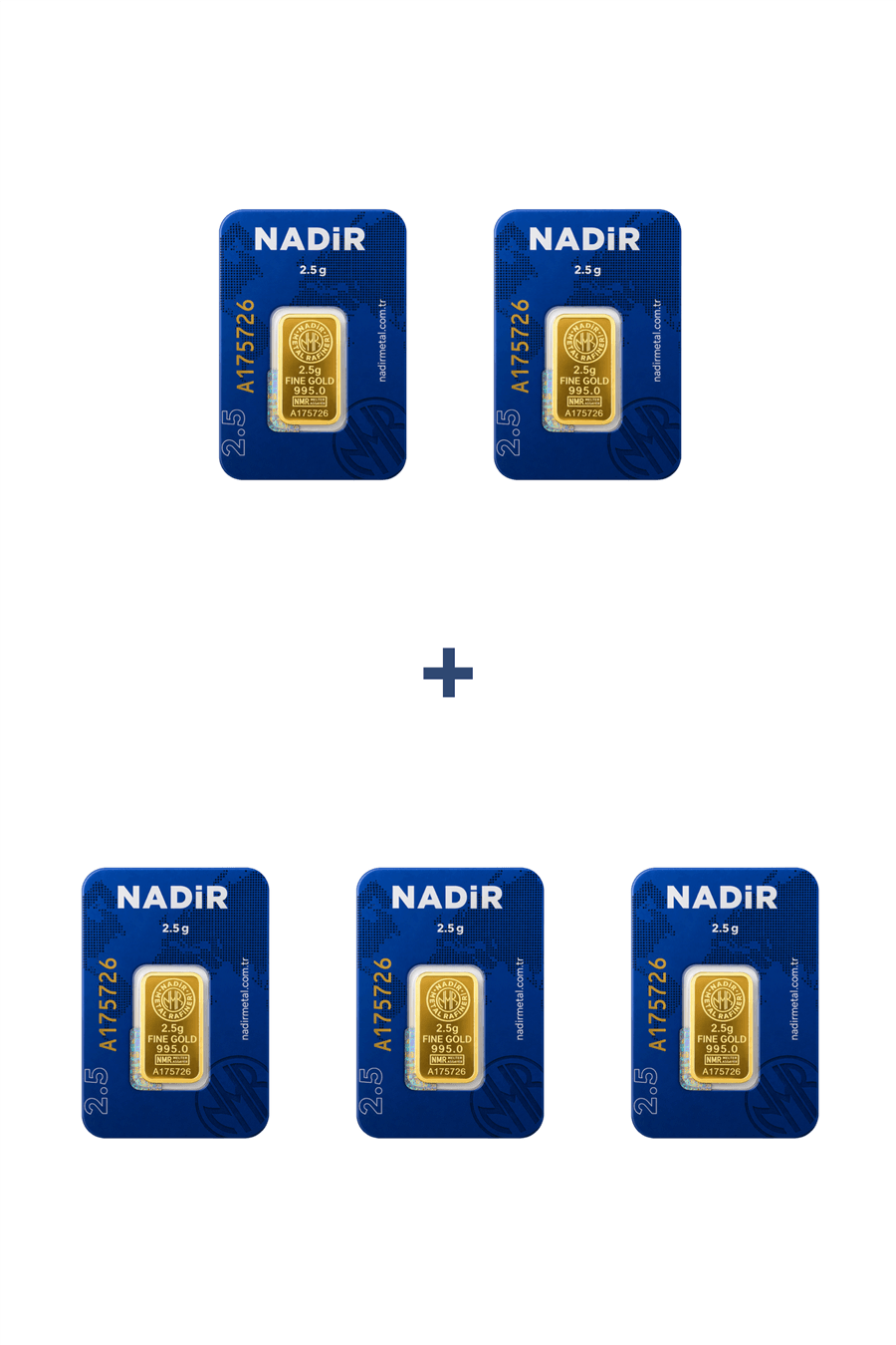 Nadir Gold 24 Ayar 12,5 Gram Külçe Altın (5 Adet 2,5 Gram Külçe Altın )