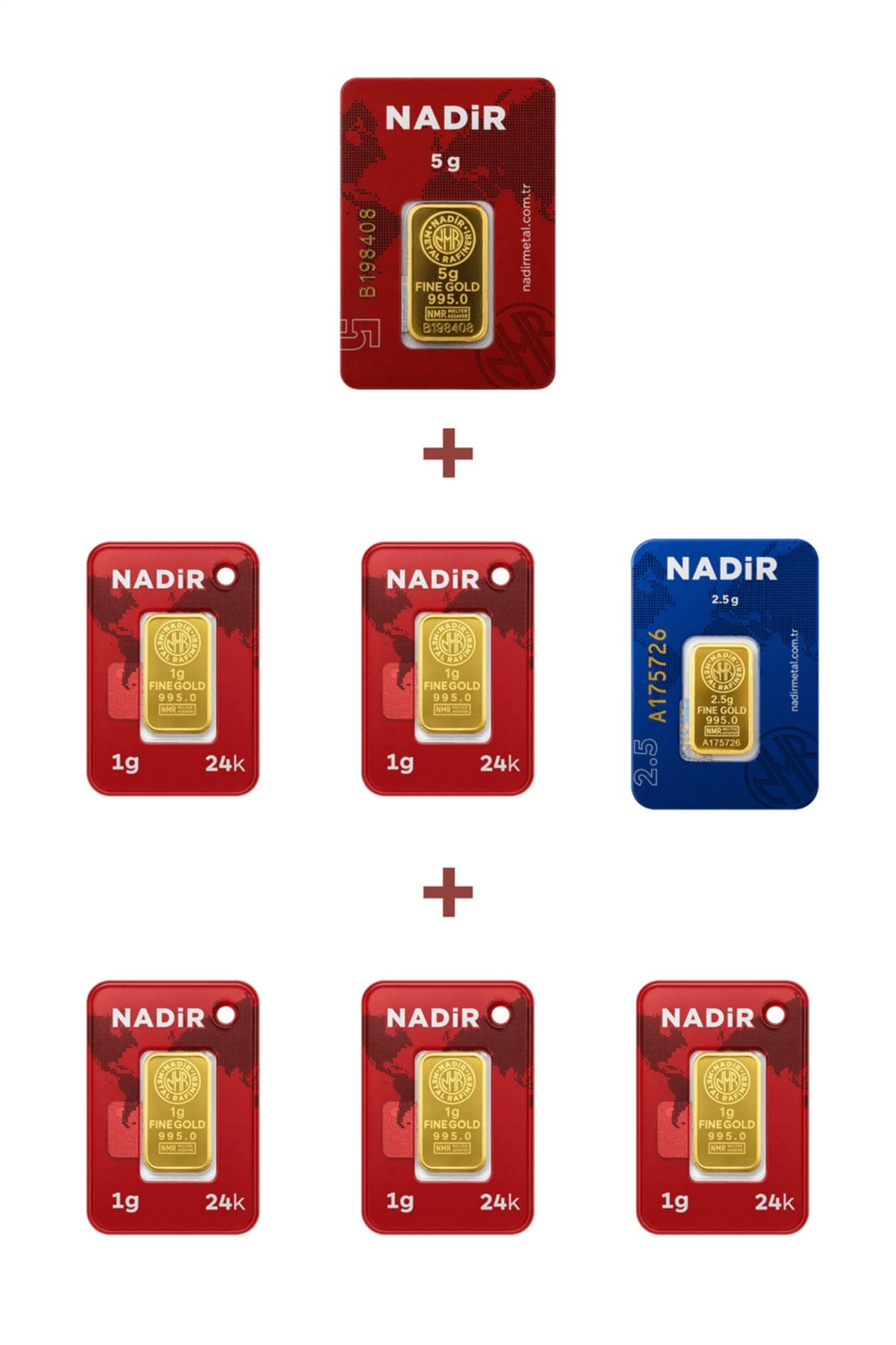 24 Ayar 12,5 Gram Külçe Altın (1 Adet 5 Gram Külçe Altın + 1 Adet 2,5 Gram Külçe Altın +