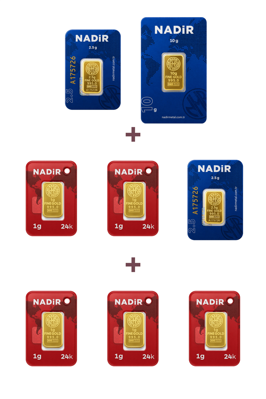 Nadir Gold 24 Ayar 20 Gram Altın (1 Ad 10 Gram Altın + 2 Ad 2,5 Gram Altın + 5 Ad 1 Gram Altın )