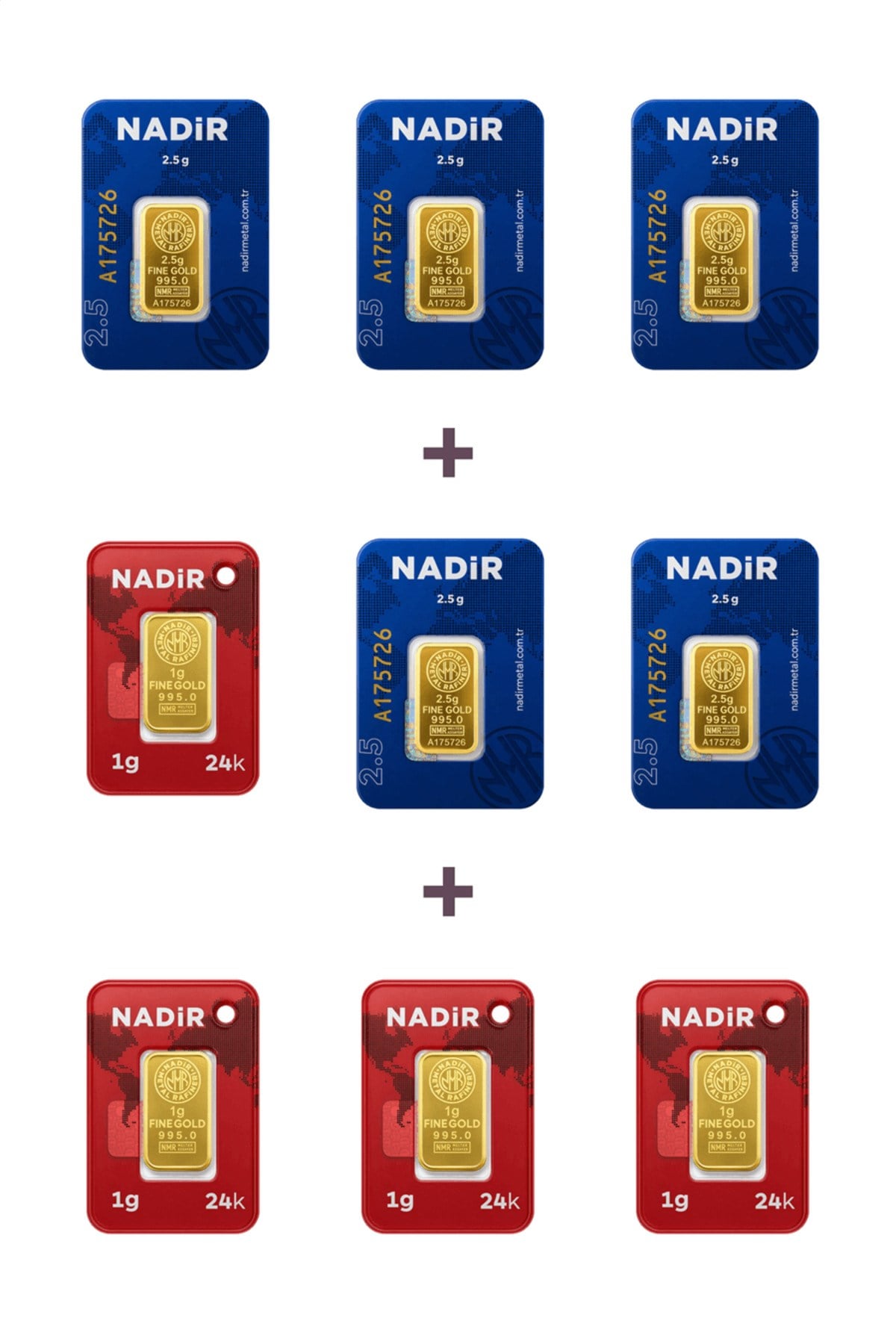 24 Ayar 16,5 Gram Külçe Altın (5 Adet 2,5 Gram Külçe Altın + 4 Adet 1 Gram Külçe Altın )