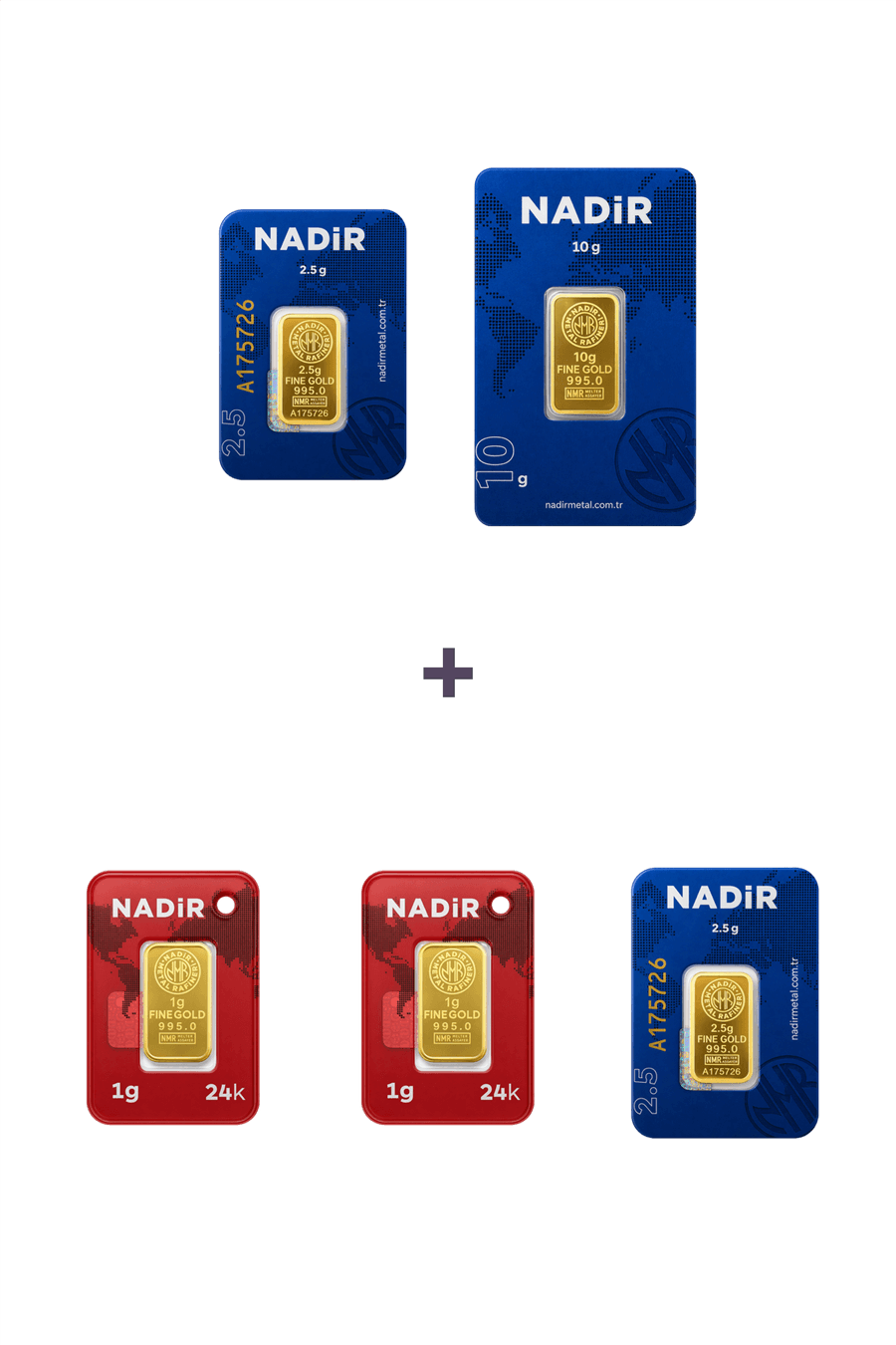Nadir Gold 24 Ayar 17 Gram Altın (1 Ad 10 Gram Altın + 2 Ad 2,5 Gram Altın + 2 Ad 1 Gram Altın )