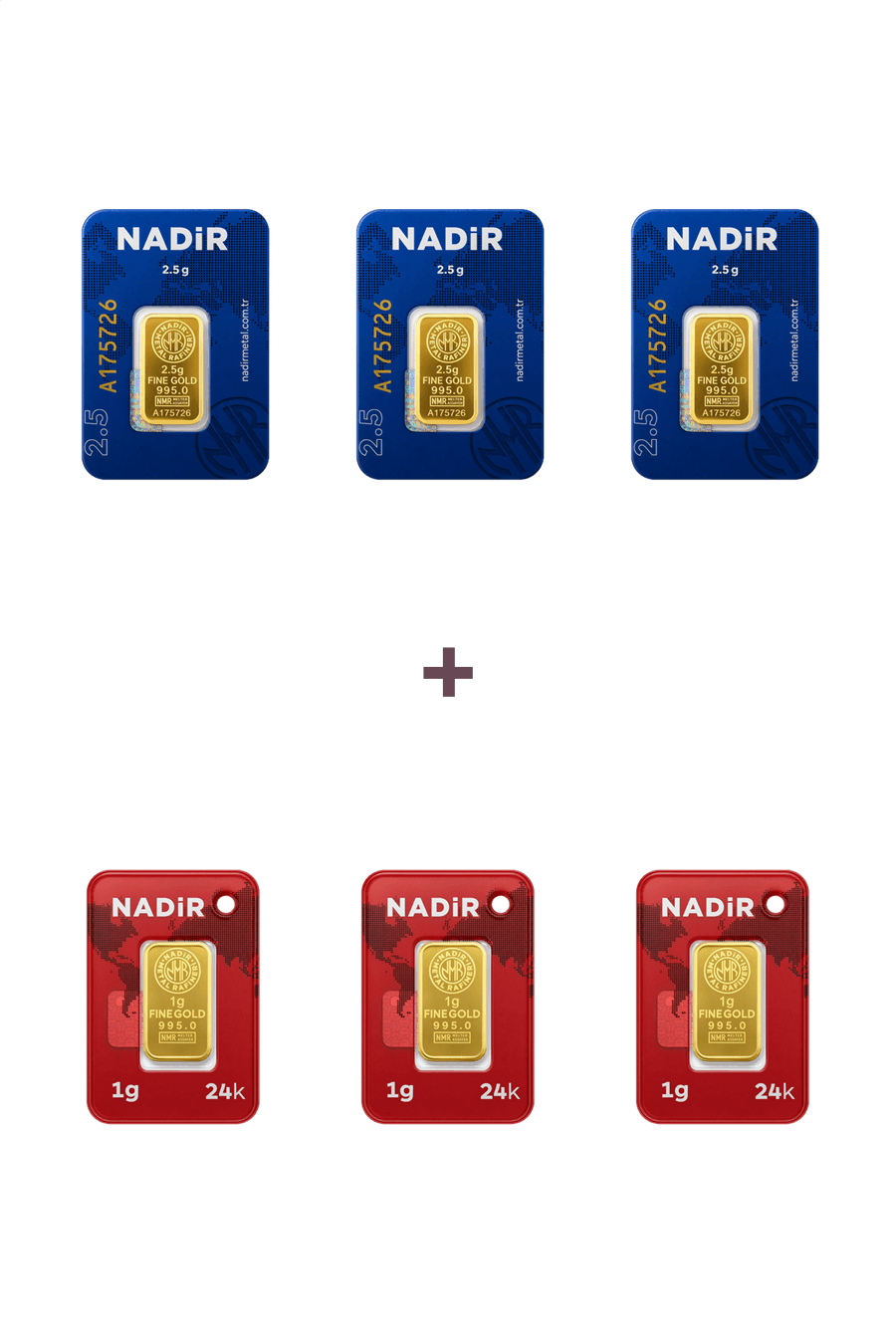 Nadir Gold 24 Ayar 10,5 Gram Külçe Altın (3 Adet 2,5 Gram Külçe Altın + 3 Adet 1 Gram Külçe Altın )