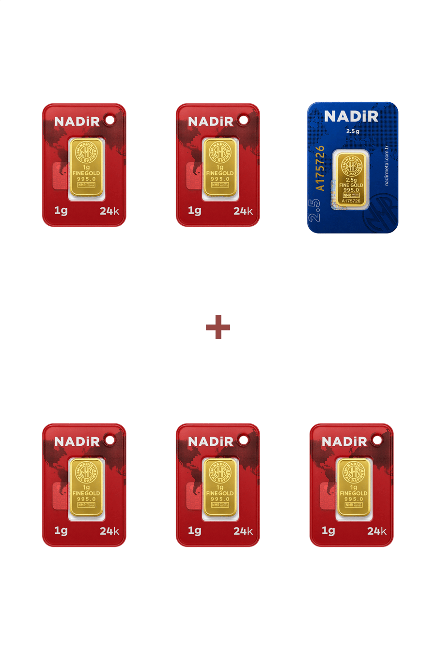 Nadir Gold 24 Ayar 7,5 Gram Külçe Altın (1 Adet 2,5 Gram Külçe Altın + 5 Adet 1 Gram Külçe Altın )