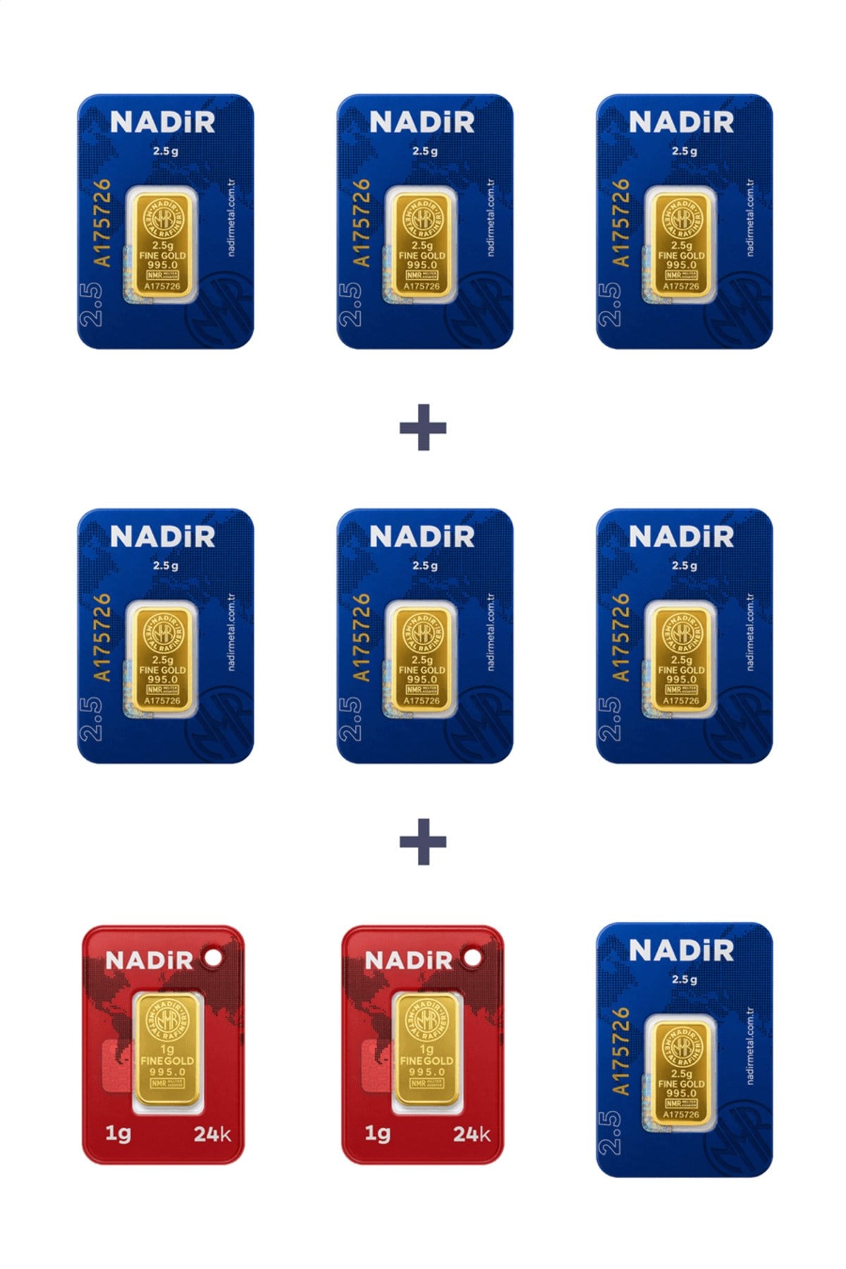24 Ayar 19,5 Gram Külçe Altın (7 Adet 2,5 Gram Külçe Altın + 2 Adet 1 Gram Külçe Altın )