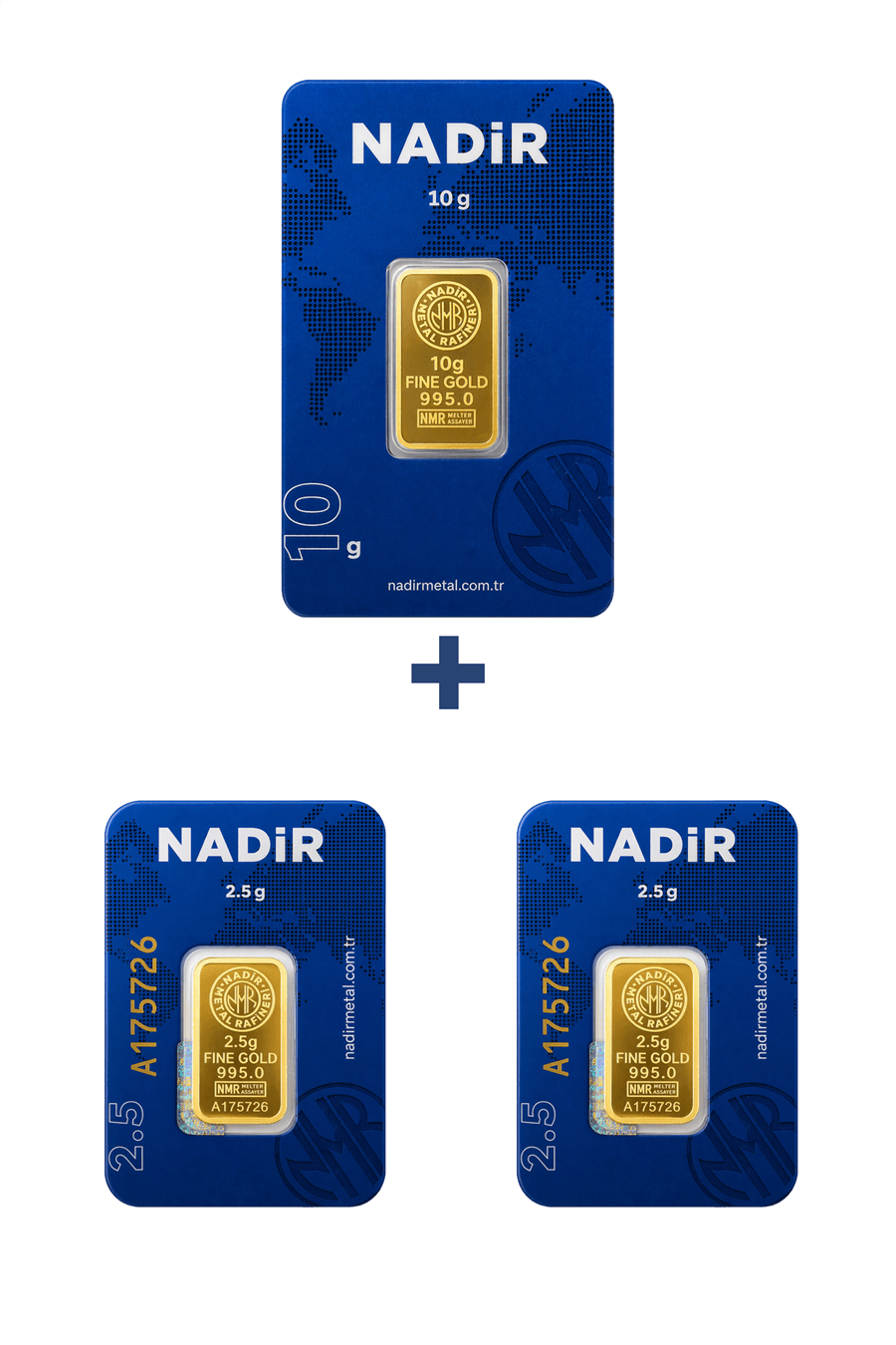 Nadir Gold 24 Ayar 15 Gram Külçe Altın (1 Adet 10 Gram Külçe Altın + 2 Adet 2,5 Gram Külçe Altın )