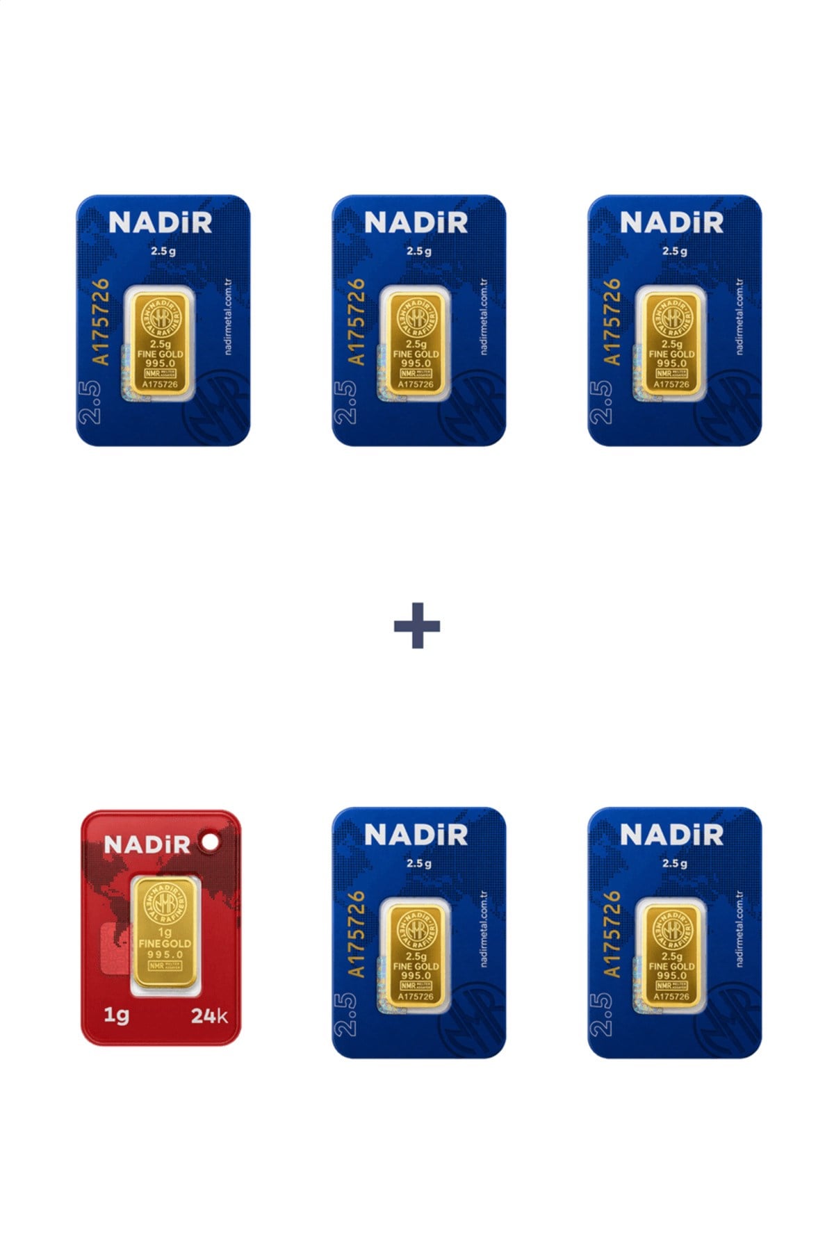 24 Ayar 13,5 Gram Külçe Altın (5 Adet 2,5 Gram Külçe Altın + 1 Adet 1 Gram Külçe Altın )