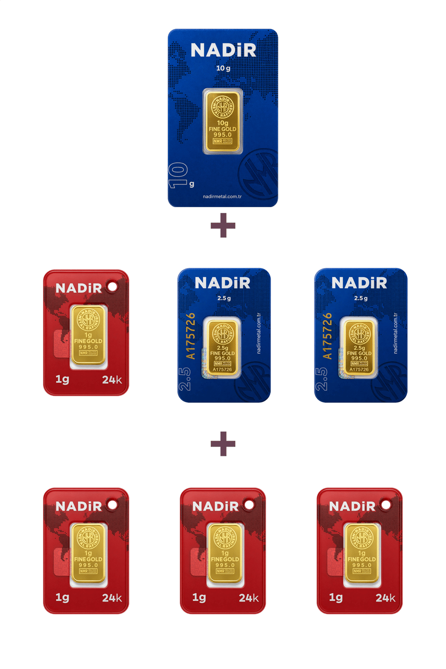 Nadir Gold 24 Ayar 19 Gram Altın (1 Ad 10 Gram Altın + 2 Ad 2,5 Gram Altın + 4 Ad 1 Gram Altın )