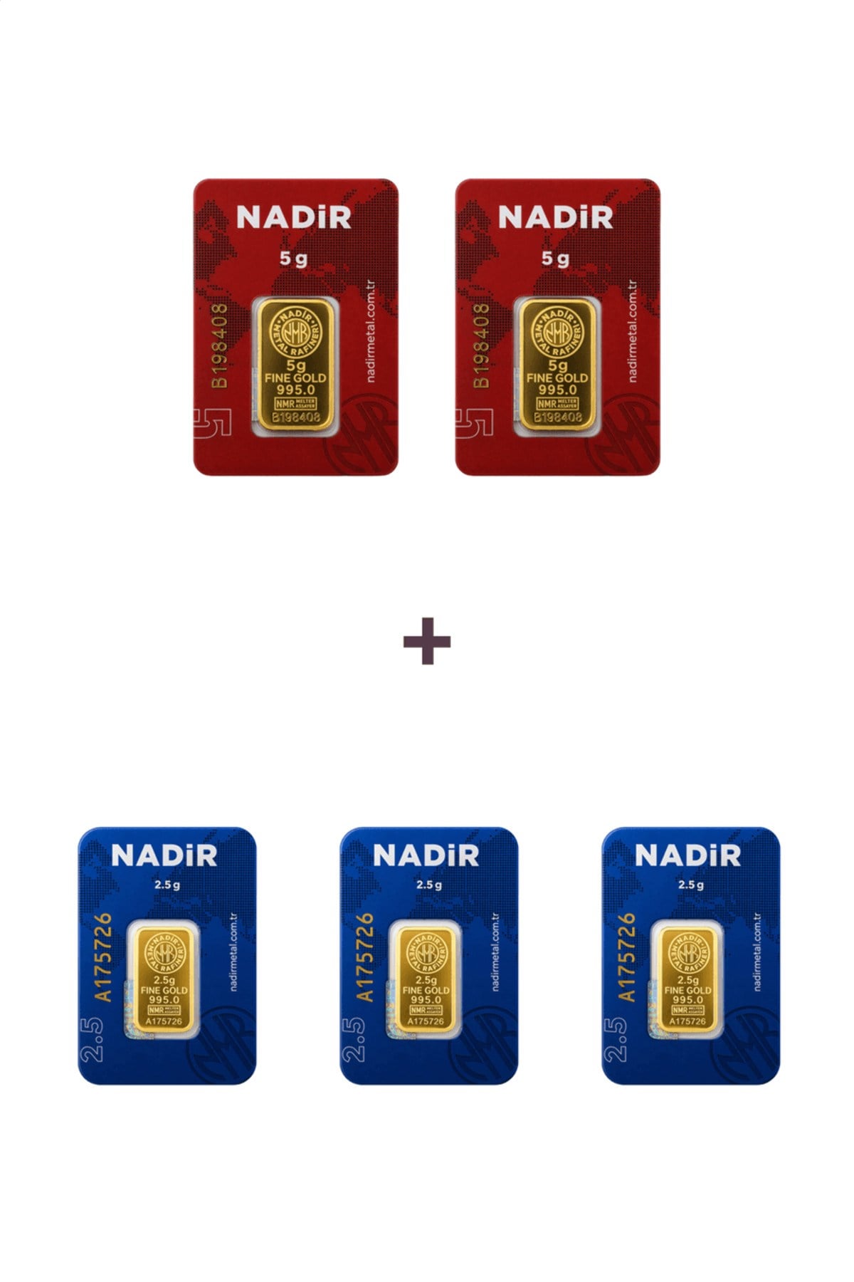 24 Ayar 17,5 Gram Külçe Altın (2 Adet 5 Gram Külçe Altın + 3 Adet 2,5 Gram Külçe Altın )