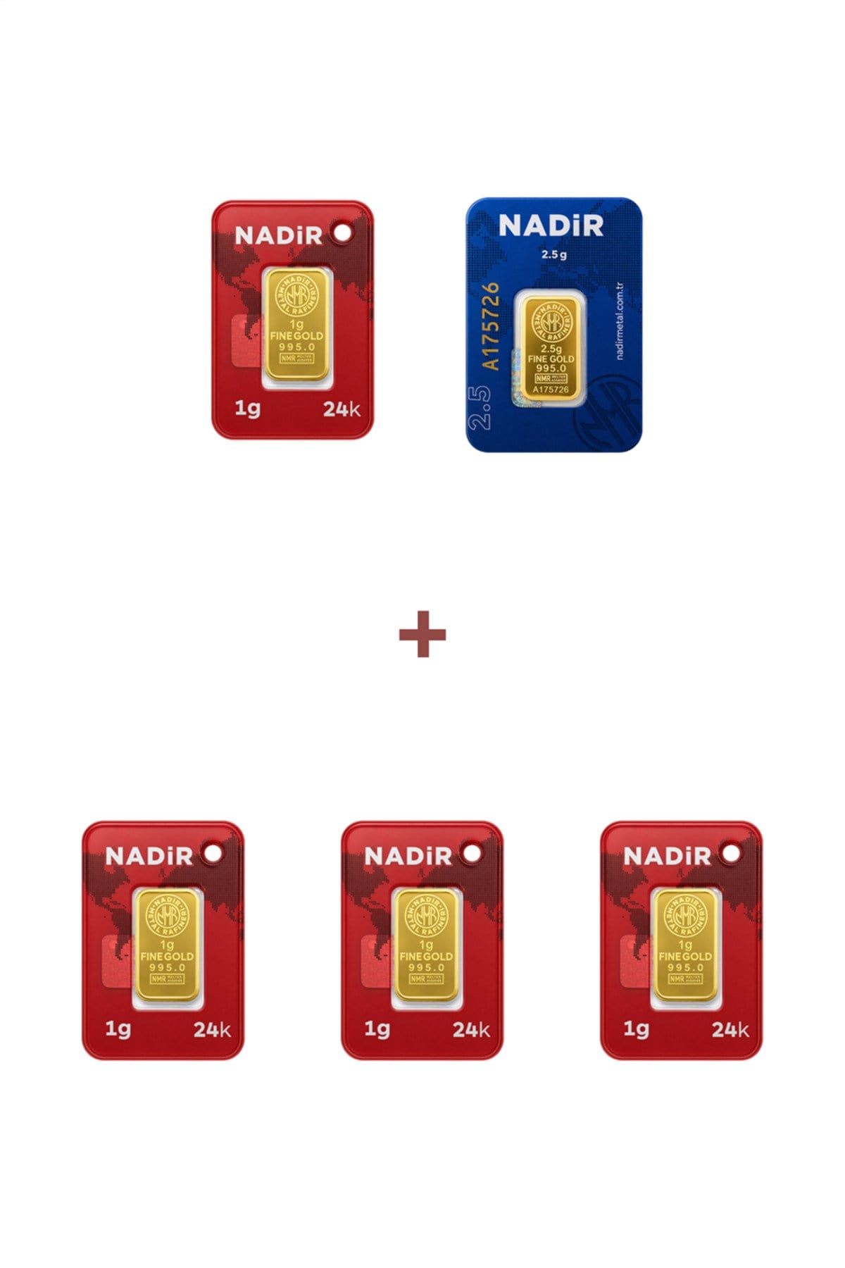 24 Ayar 6,5 Gram Külçe Altın (1 Adet 2,5 Gram Külçe Altın + 4 Adet 1 Gram Külçe Altın )