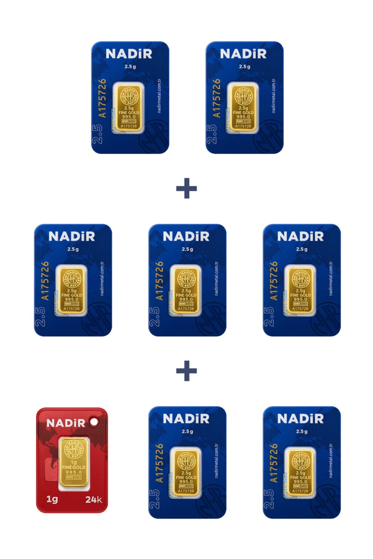 24 Ayar 18,5 Gram Külçe Altın (7 Adet 2,5 Gram Külçe Altın + 1 Adet 1 Gram Külçe Altın )