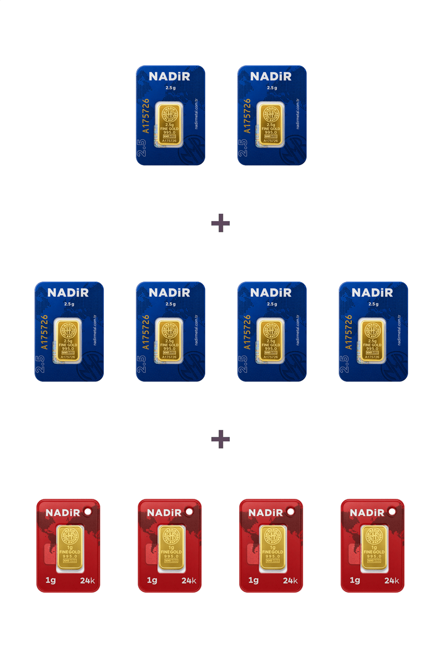 Nadir Gold 24 Ayar 19 Gram Külçe Altın (6 Adet 2,5 Gram Külçe Altın + 4 Adet 1 Gram Külçe Altın )
