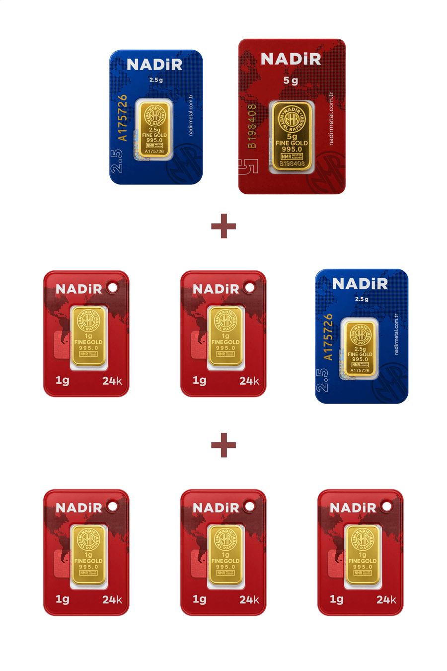 Nadir Gold 24 Ayar 15 Gram Altın (1 Ad 5 Gram Altın + 2 Ad 2,5 Gram Altın + 5 Ad 1 Gram Altın )