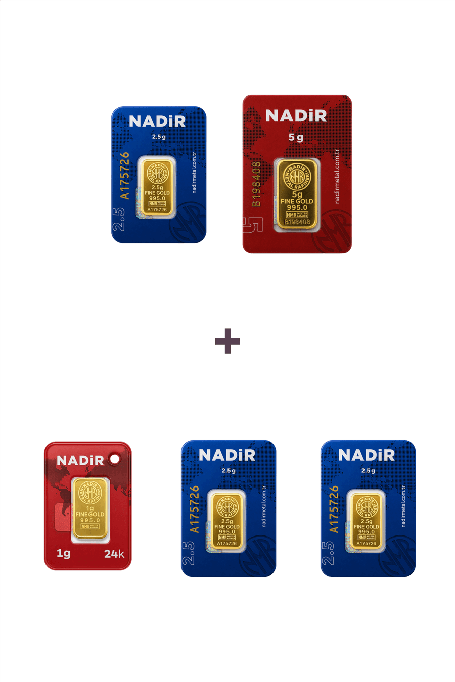 Nadir Gold 24 Ayar 13,5 Gram Altın (1 Ad 5 Gram Altın + 3 Ad 2,5 Gram Altın + 1 Ad 1 Gram Altın )