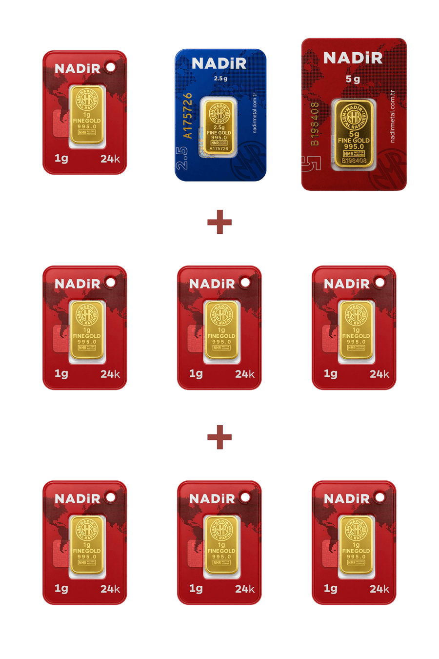 Nadir Gold 24 Ayar 14,5 Gram Altın (1 Ad 5 Gram Altın + 1 Ad 2,5 Gram Altın + 7 Ad 1 Gram Altın )