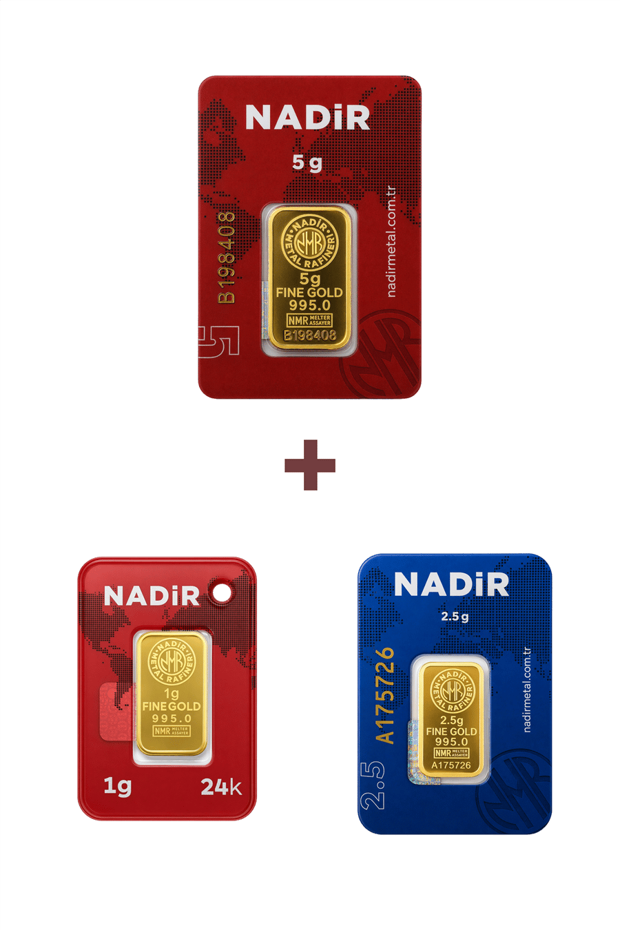 Nadir Gold 24 Ayar 8,5 Gram Altın (1 Ad 5 Gram Altın + 1 Ad 2,5 Gram Altın + 1 Ad 1 Gram Altın )