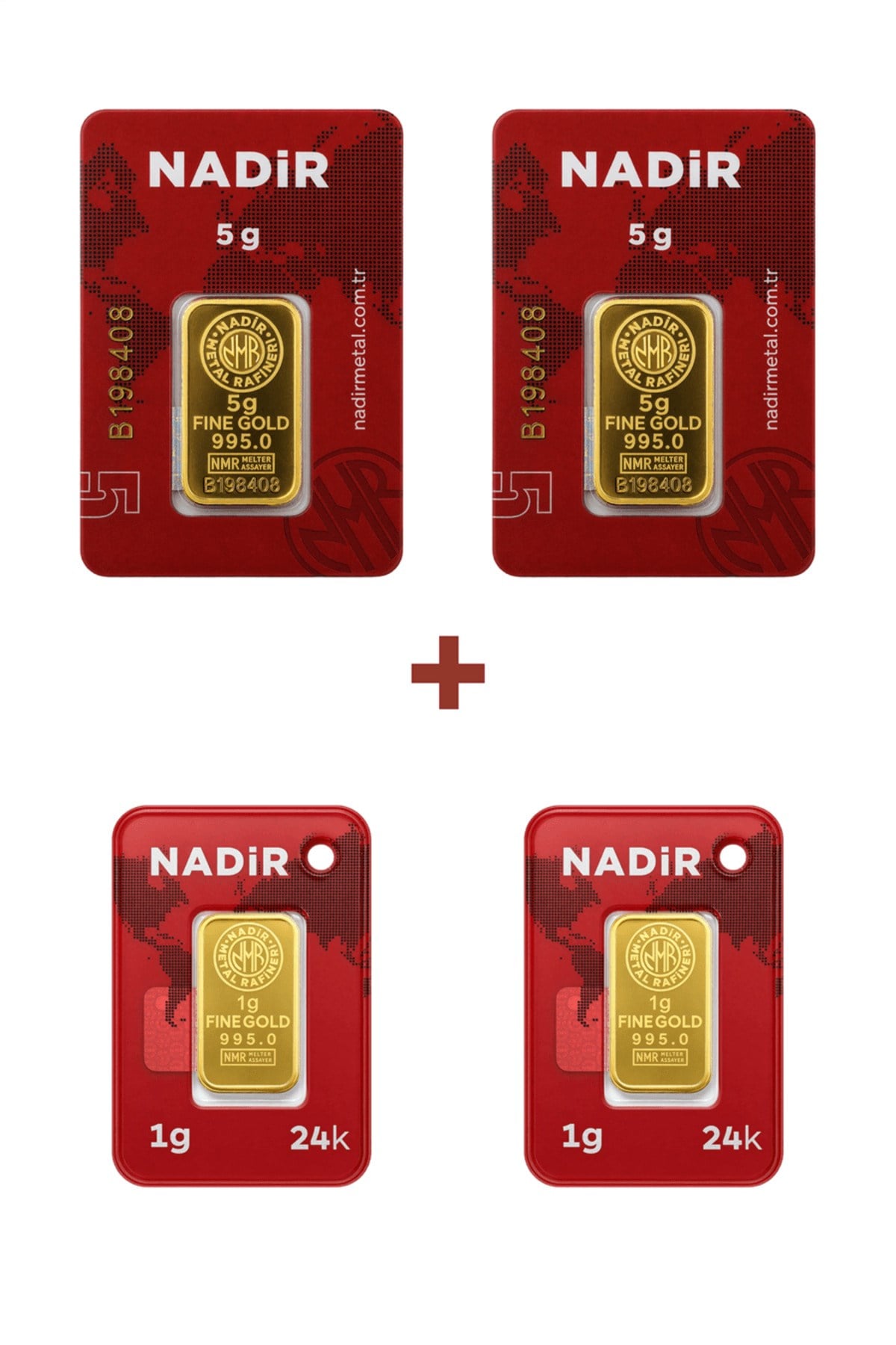 24 Ayar 12 Gram Külçe Altın (2 Adet 5 Gram Külçe Altın + 2 Adet 1 Gram Külçe Altın )