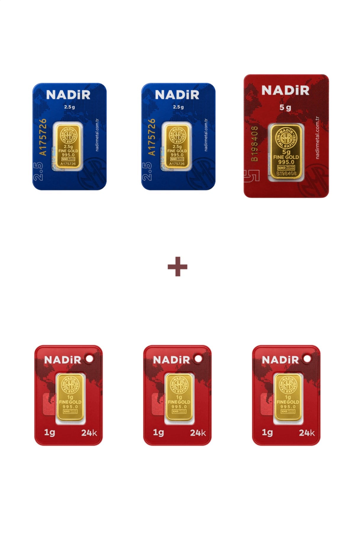24 Ayar 13 Gram Külçe Altın (1 Adet 5 Gram Külçe Altın + 2 Adet 2,5 Gram Külçe Altın + 3
