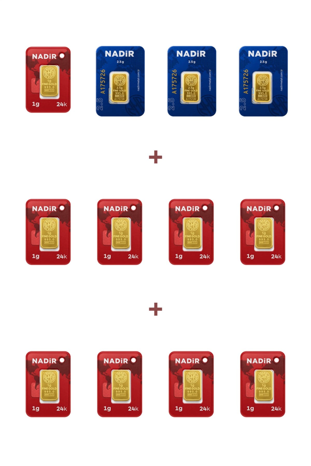 24 Ayar 16,5 Gram Külçe Altın (3 Adet 2,5 Gram Külçe Altın + 9 Adet 1 Gram Külçe Altın )