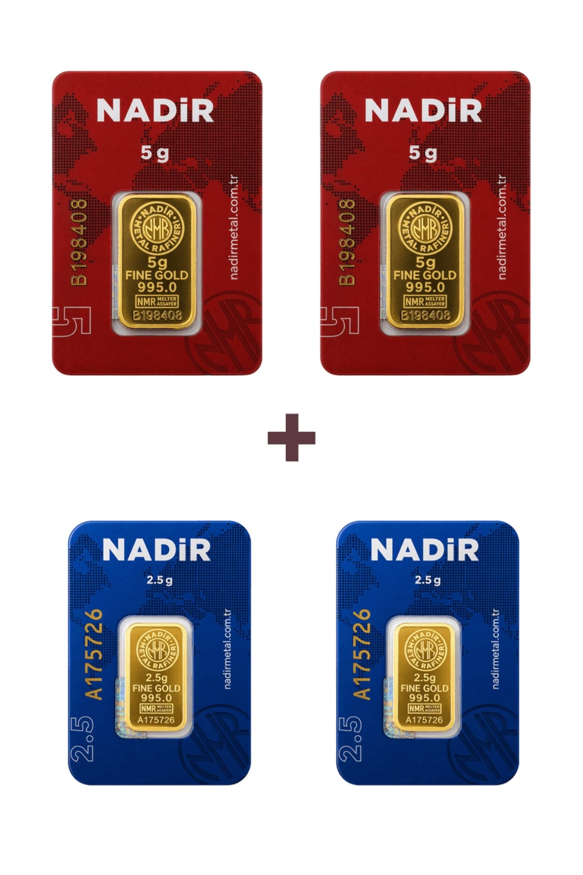 24 Ayar 15 Gram Külçe Altın (2 Adet 5 Gram Külçe Altın + 2 Adet 2,5 Gram Külçe Altın )