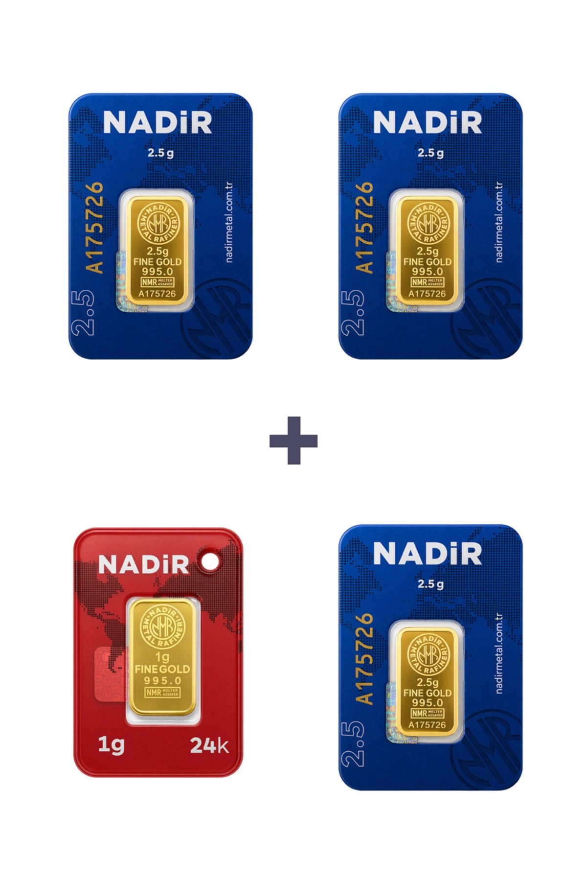 24 Ayar 8,5 Gram Külçe Altın (3 Adet 2,5 Gram Külçe Altın + 1 Adet 1 Gram Külçe Altın )