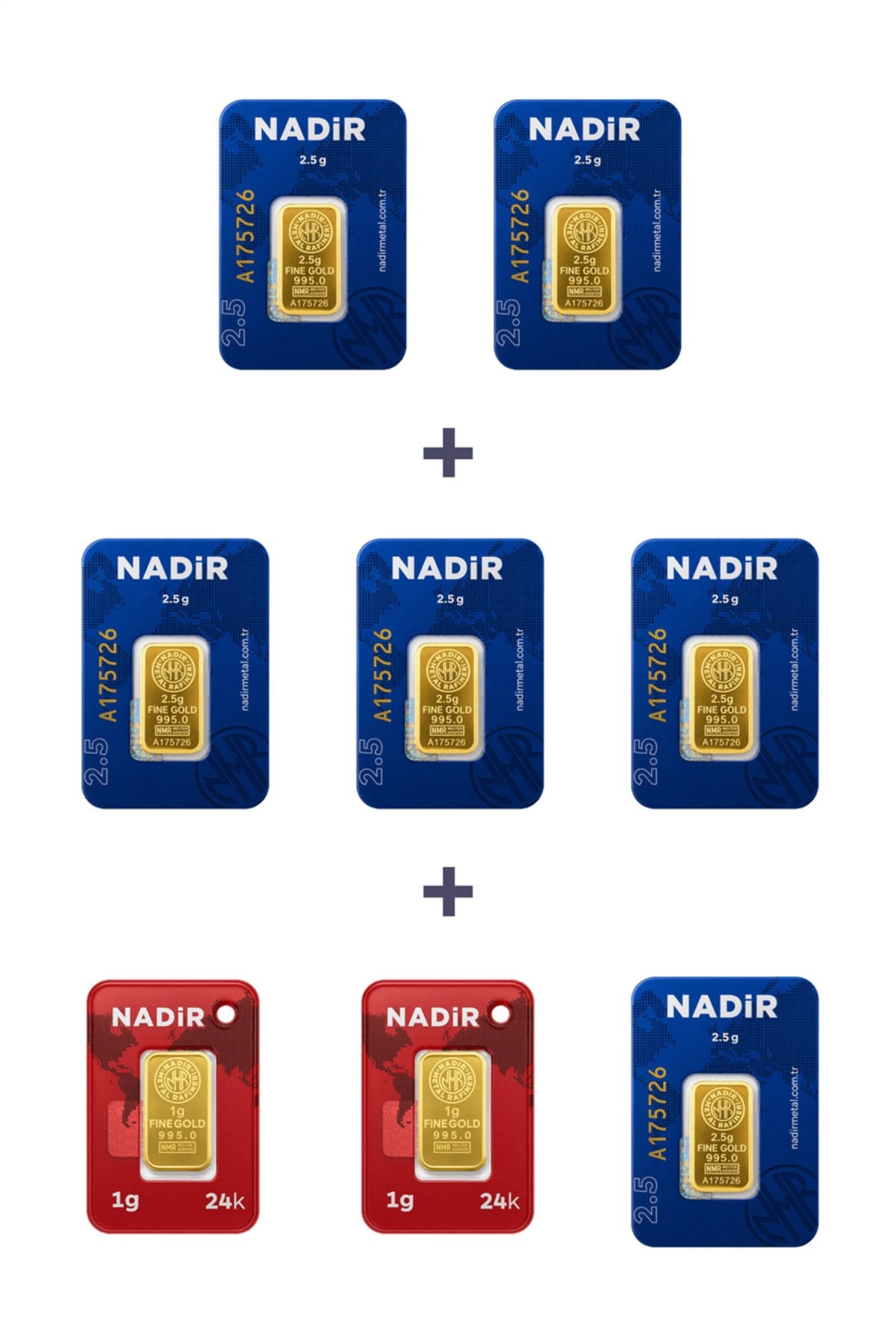 24 Ayar 17 Gram Külçe Altın (6 Adet 2,5 Gram Külçe Altın + 2 Adet 1 Gram Külçe Altın )