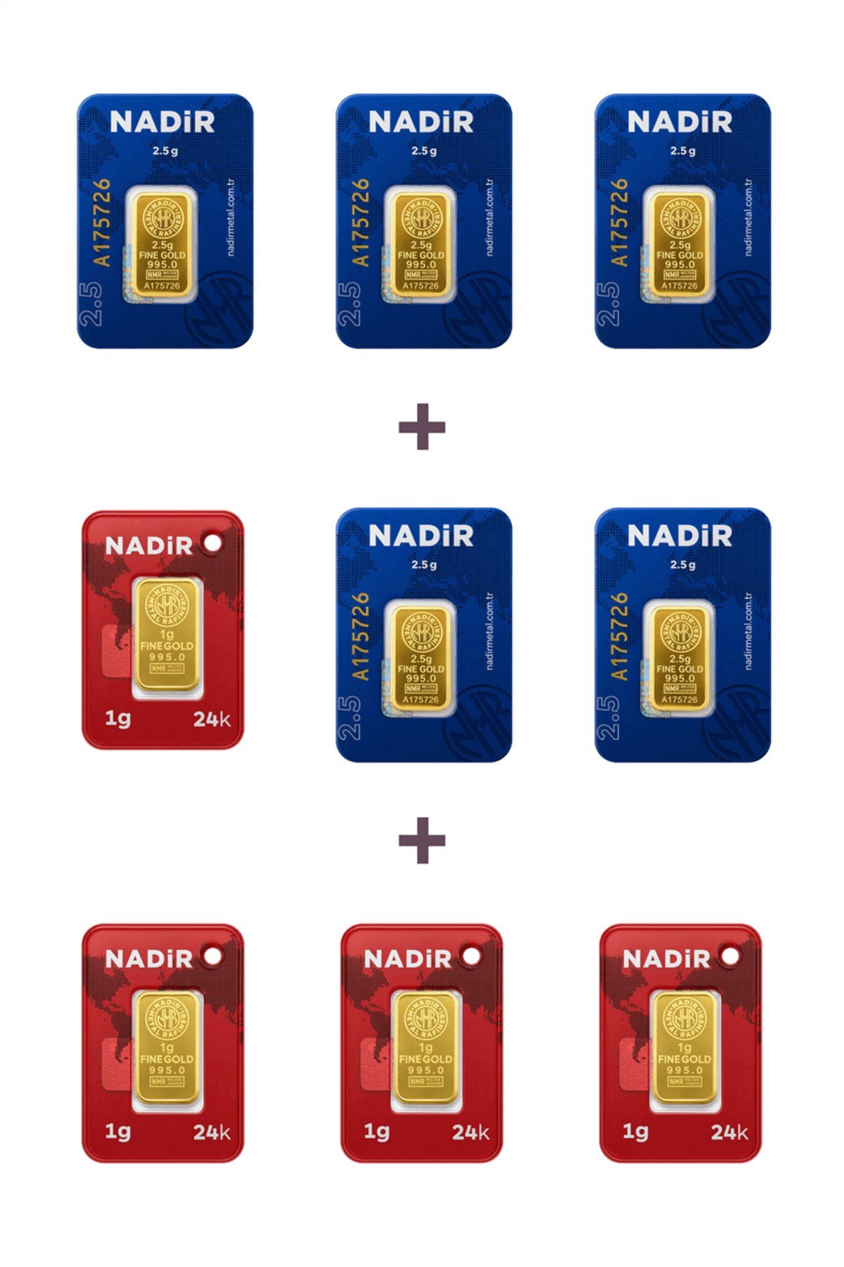 24 Ayar 16,5 Gram Külçe Altın (5 Adet 2,5 Gram Külçe Altın + 4 Adet 1 Gram Külçe Altın )