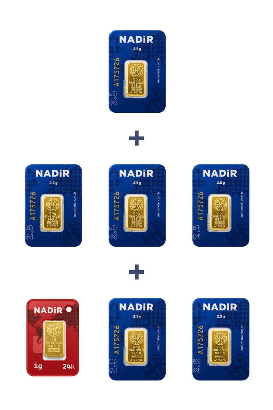 Nadir Gold 24 Ayar 16 Gram Külçe Altın (6 Adet 2,5 Gram Külçe Altın + 1 Adet 1 Gram Külçe Altın )